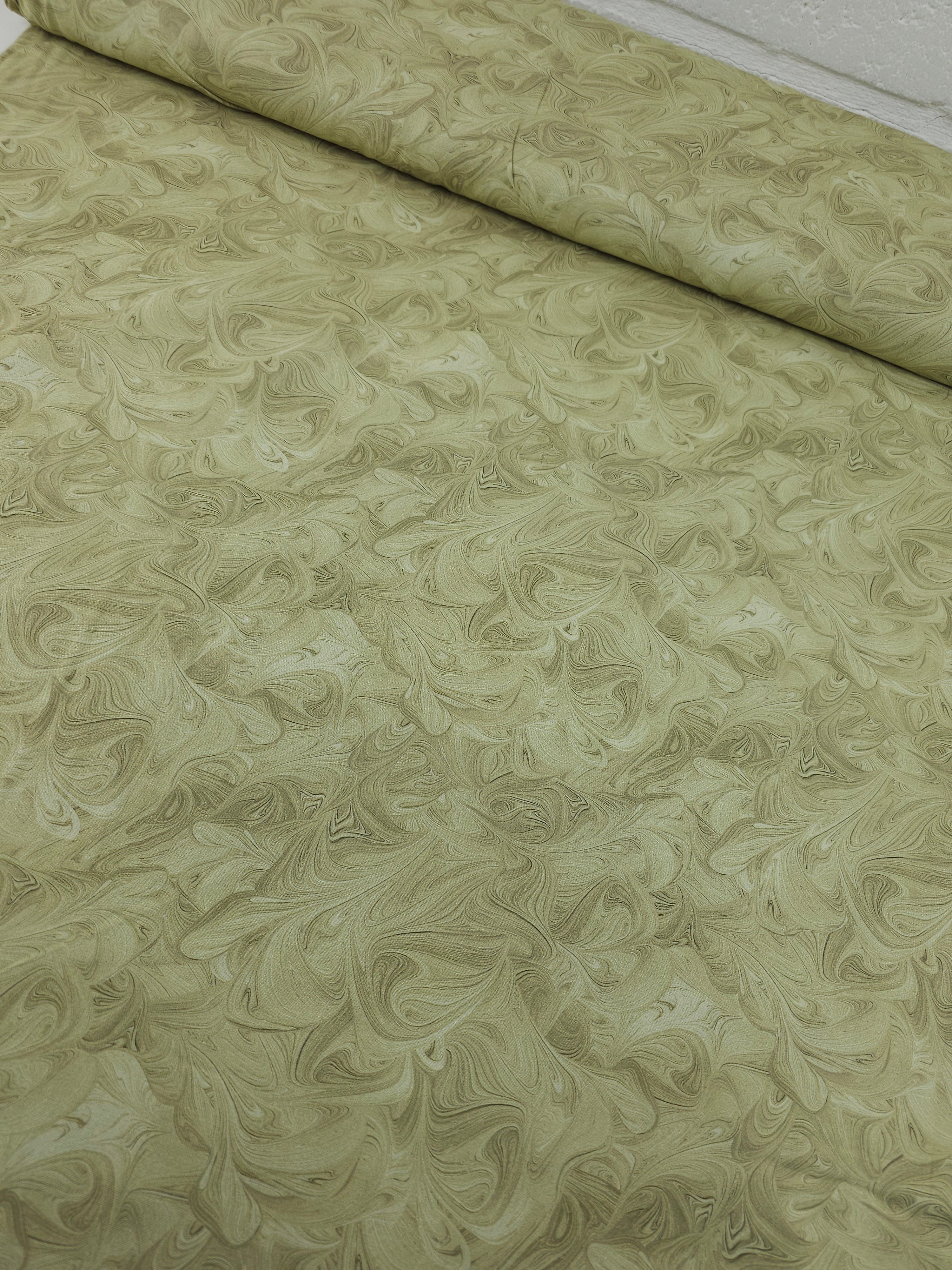 Pale Lemon Grass Marble Swirl 100% Cotton 114" *EXTRA WIDE*