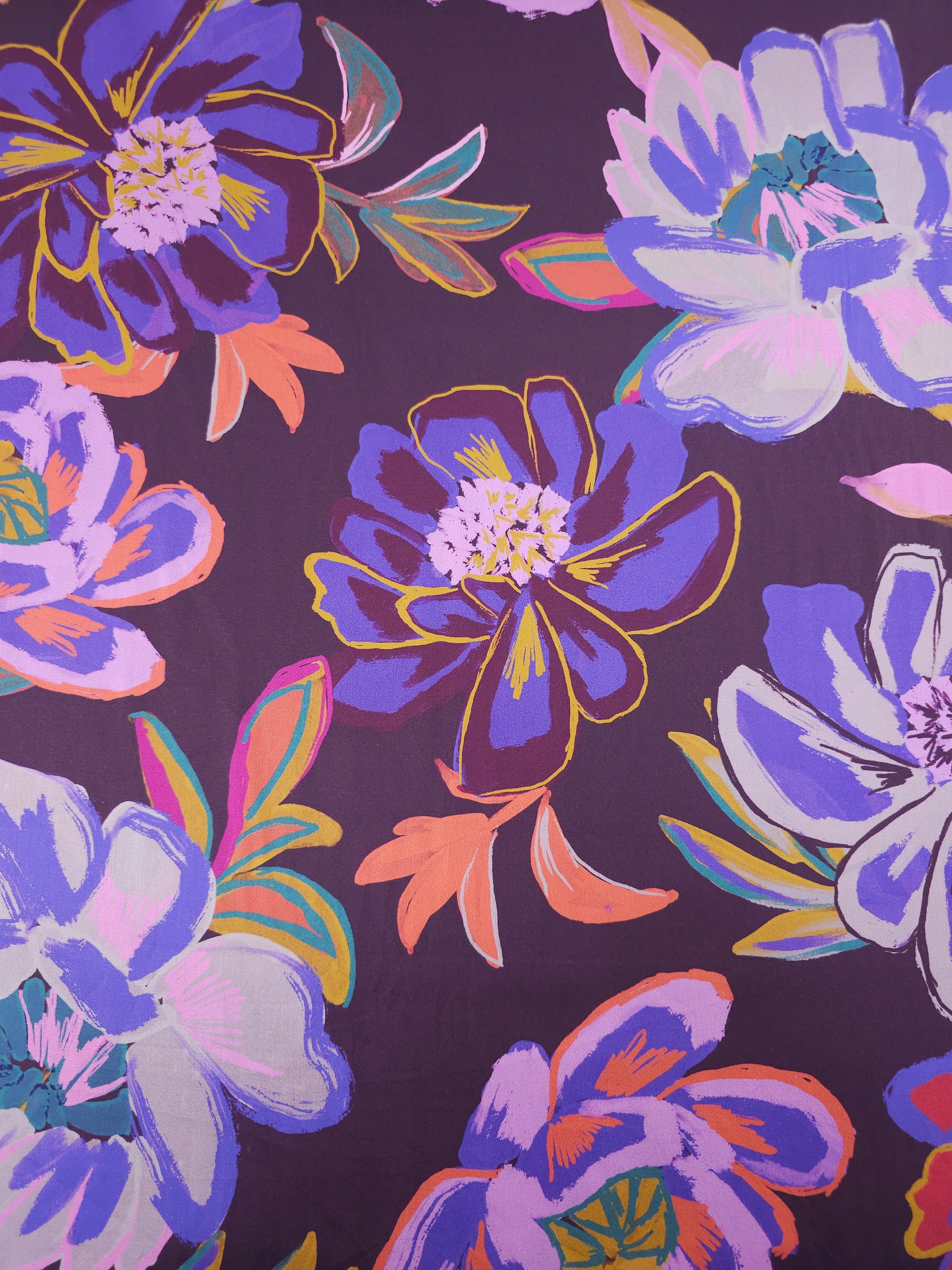 Lush Watercolour Wildflowers Cotton Satin 60"