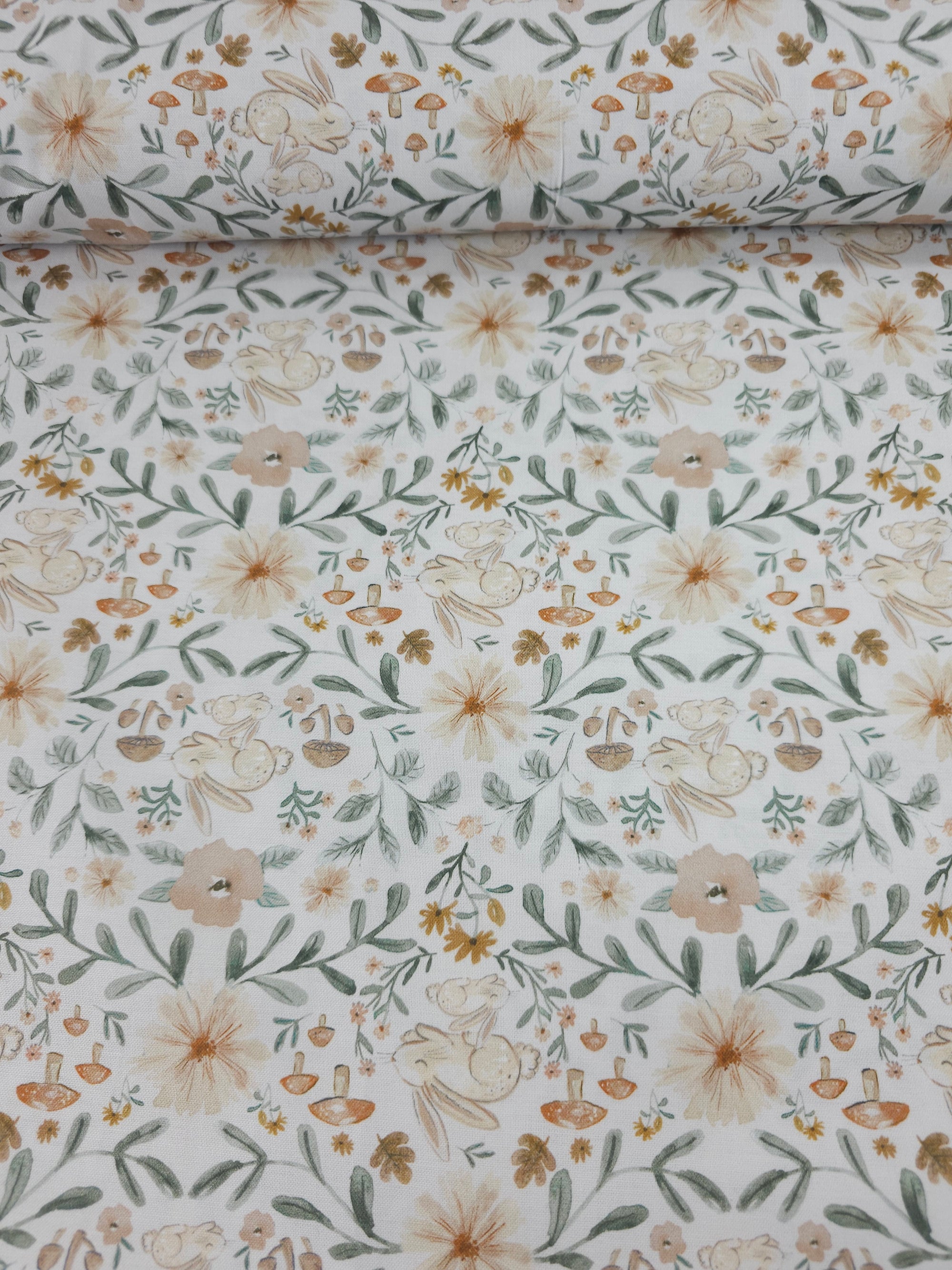 Retro Floral Bunny 100% Cotton