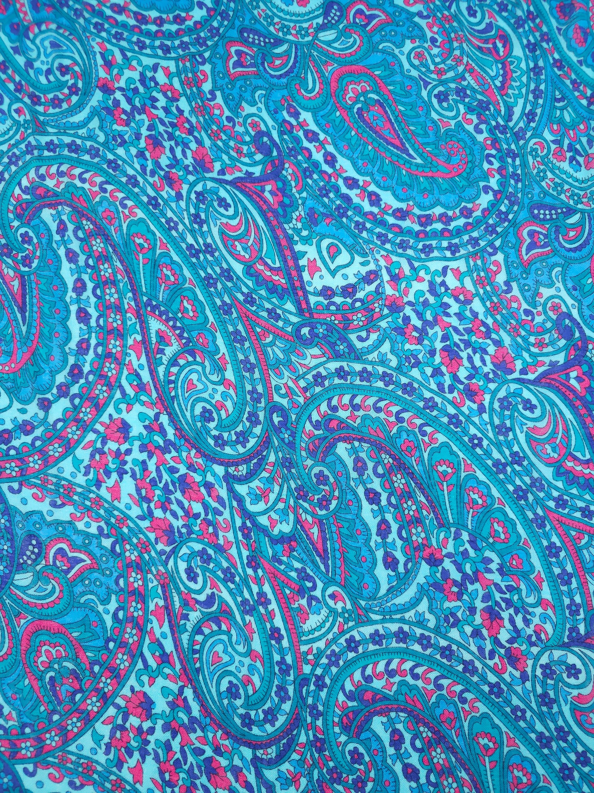 Turquoise/Hot Pink Paisley Viscose
