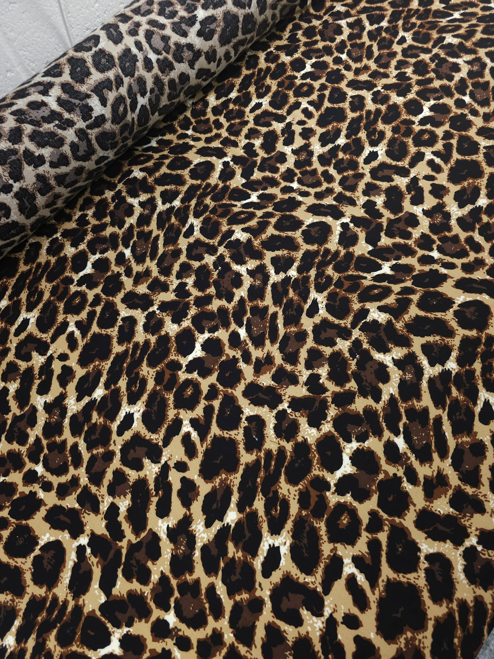 Brown Tones Leopard Viscose Challis