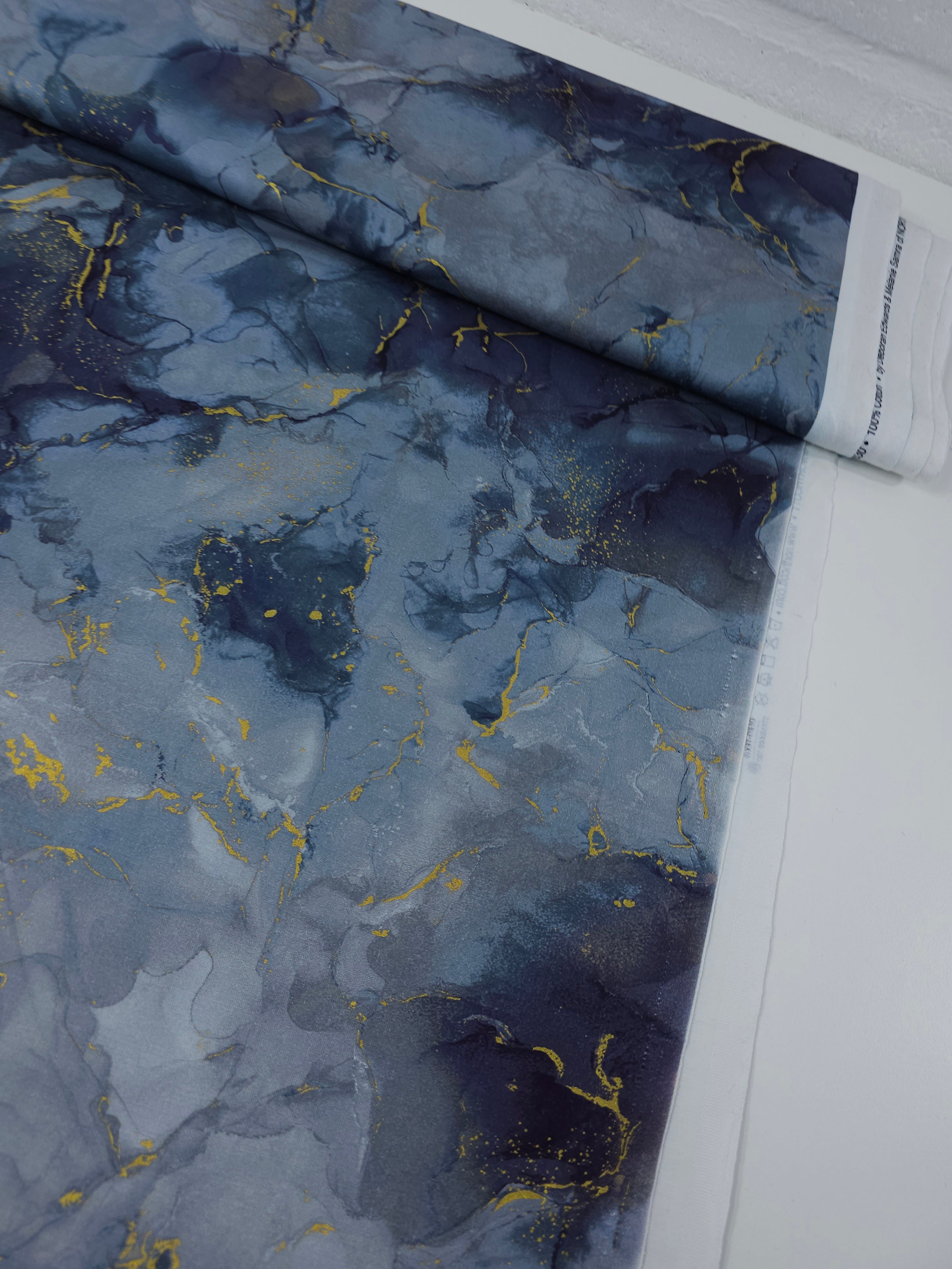 Smokey Grey/Gold Marble 100% Cotton