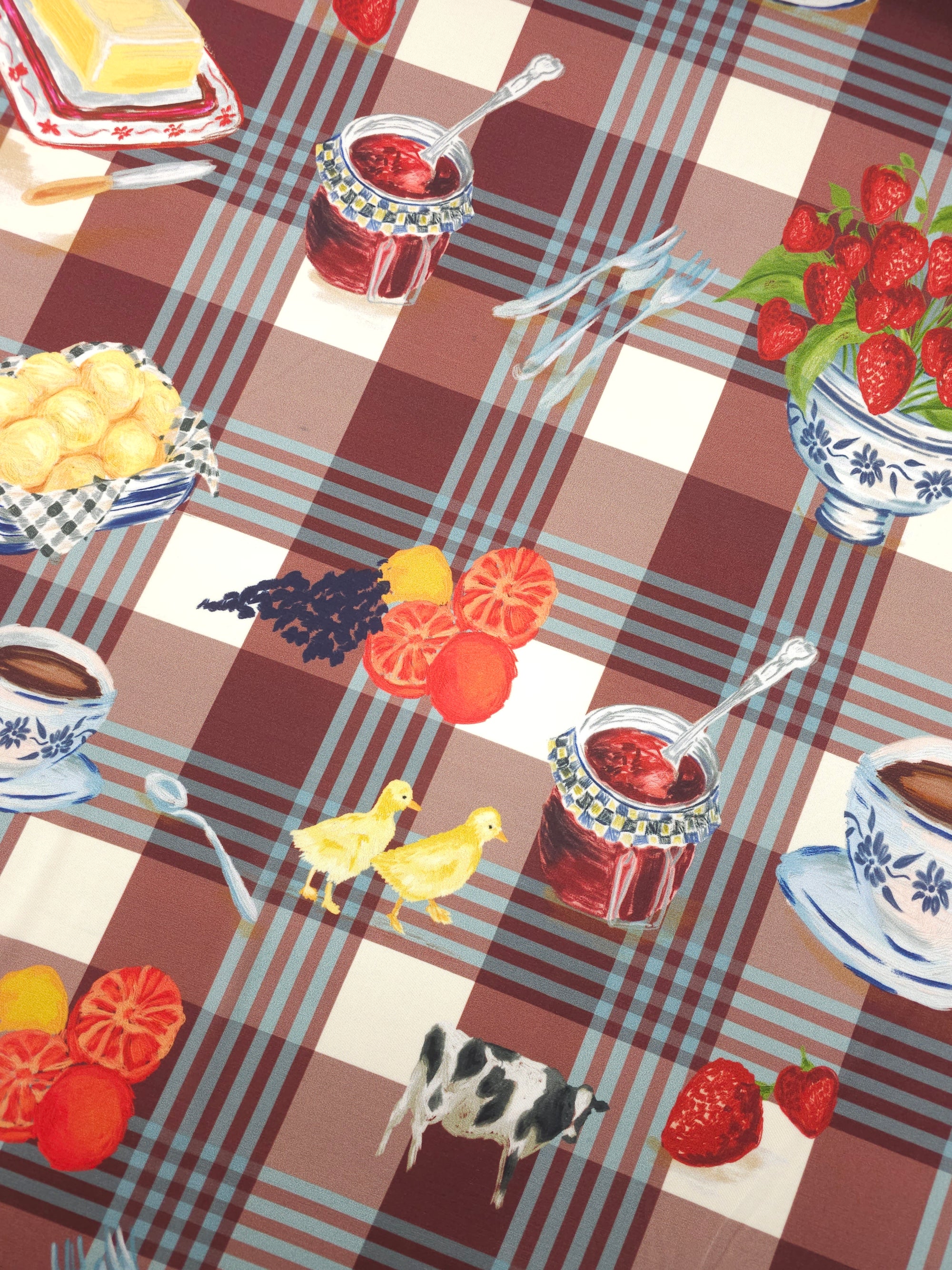 Retro Tartan Picnic Slinky Rayon Jersey *Farm Rio*