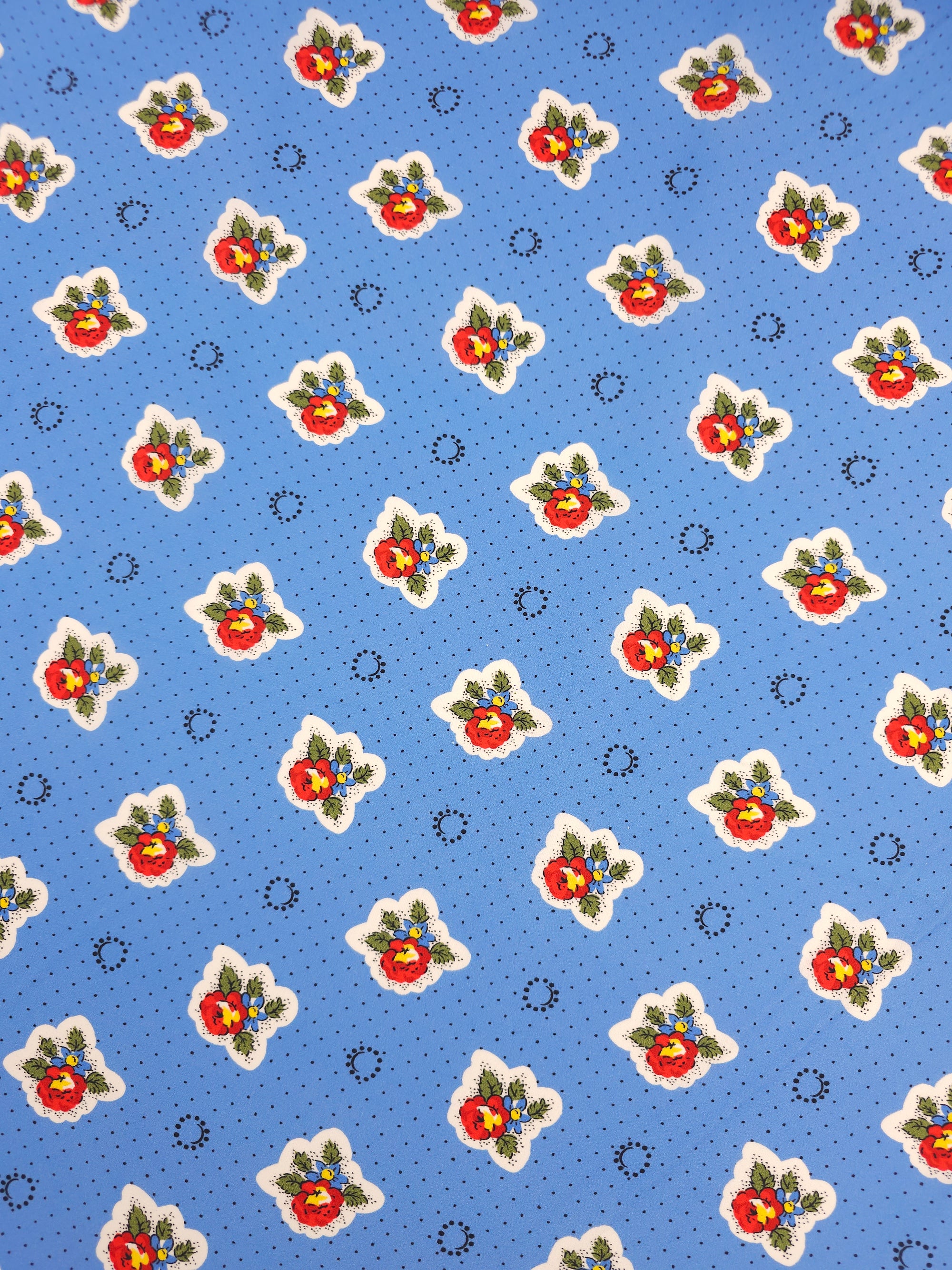 Powder Blue Vintage Flora Lightweight Cotton