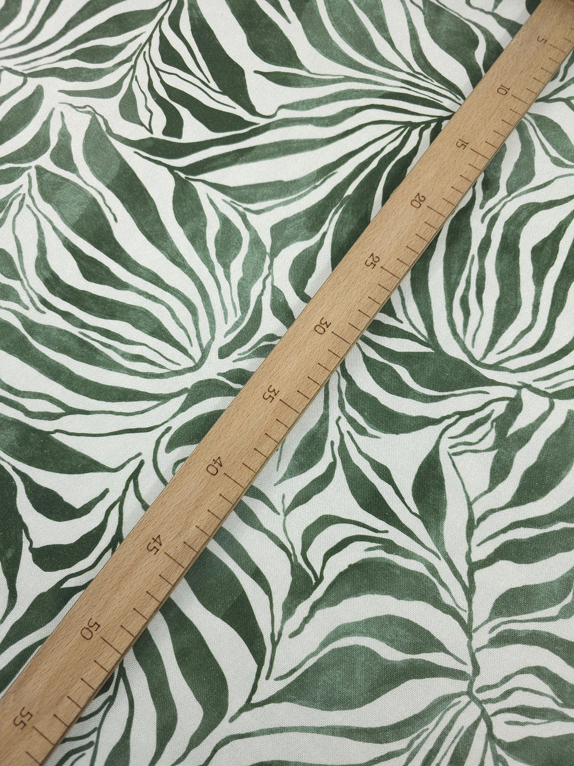 Pine Green Washed Abstract Leaves Lightweight Canvas Cotton