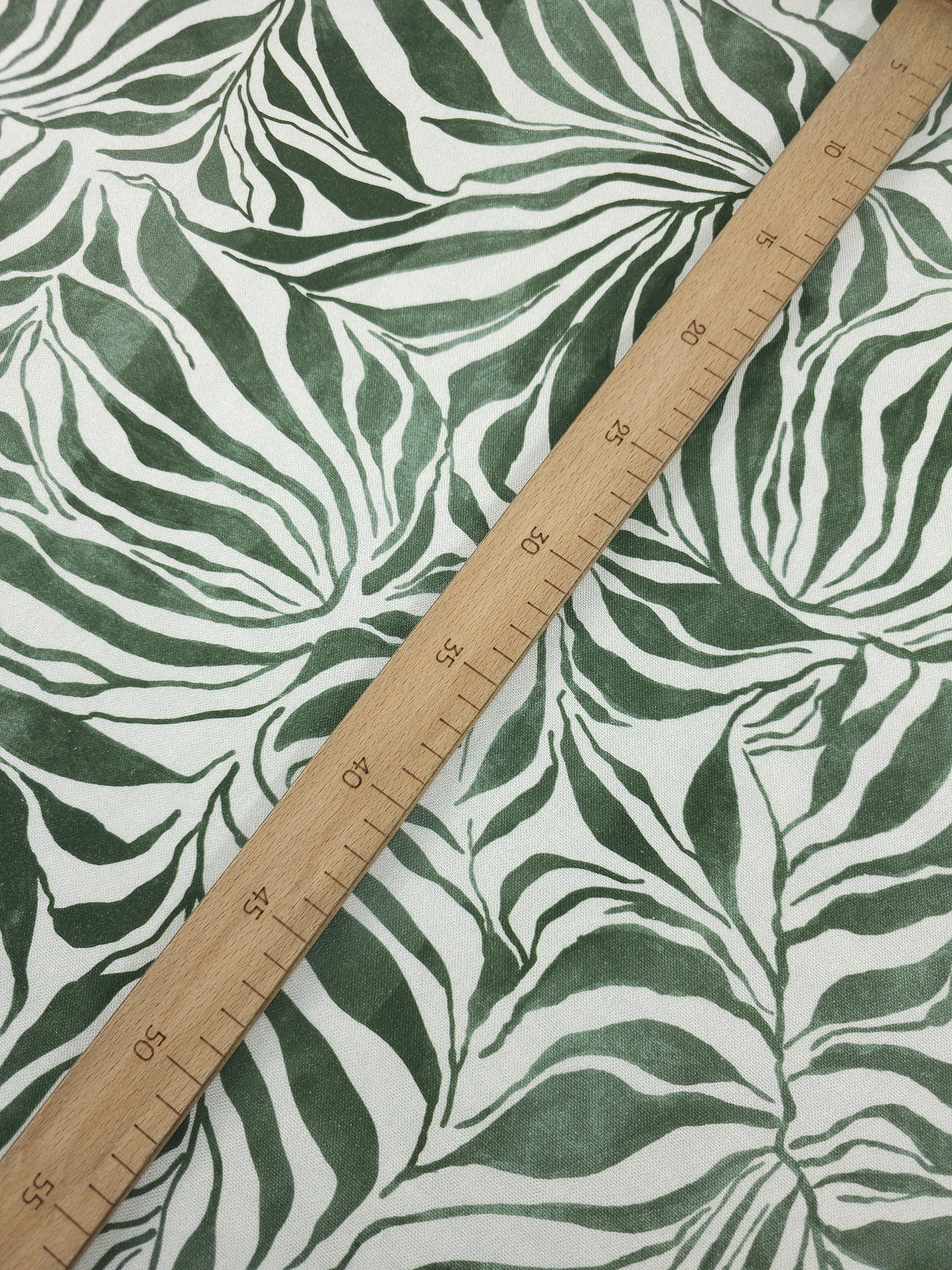 Pine Green Washed Abstract Leaves Lightweight Canvas Cotton