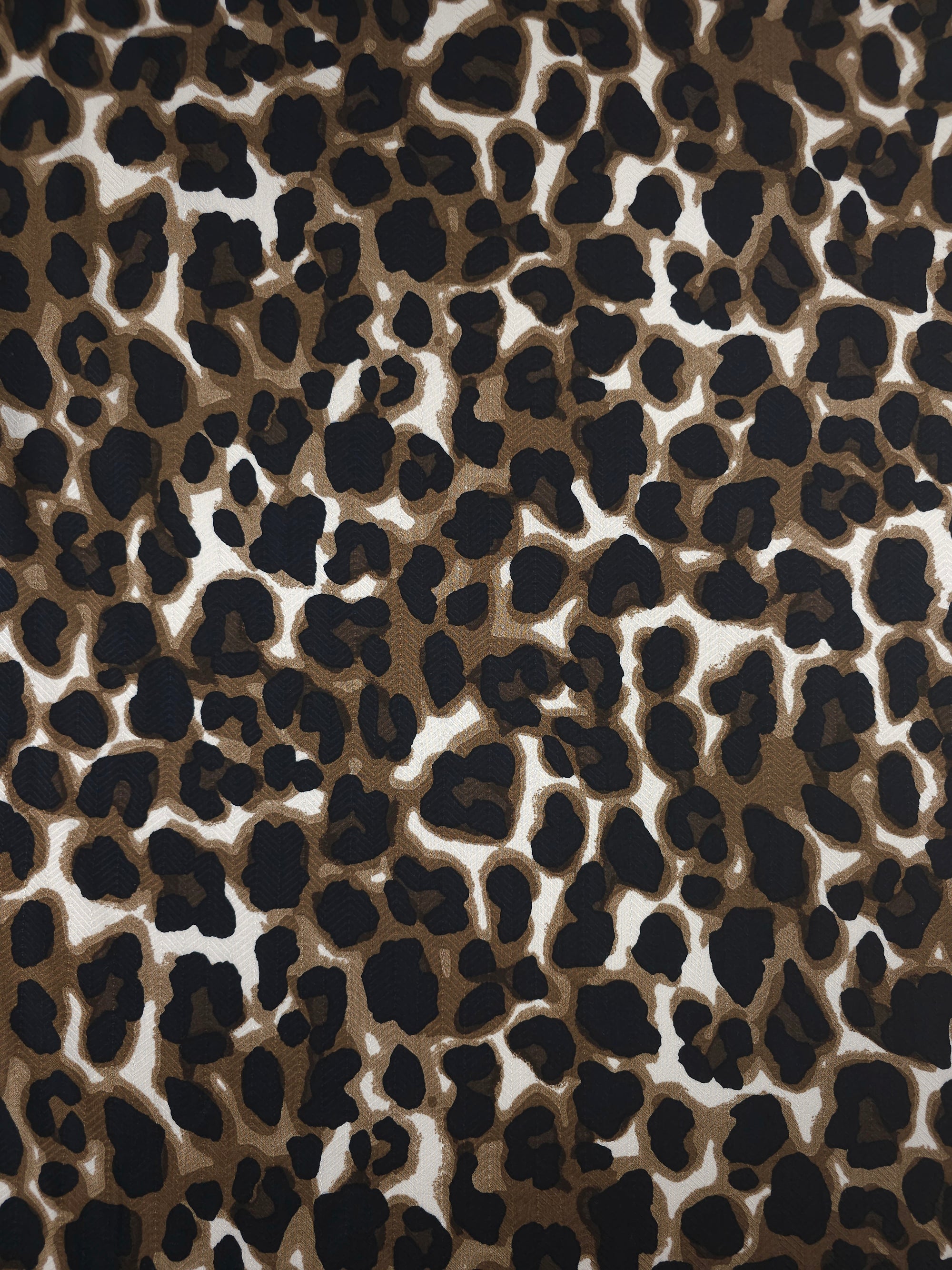 Brown/Off-White Herringbone Leopard Viscose