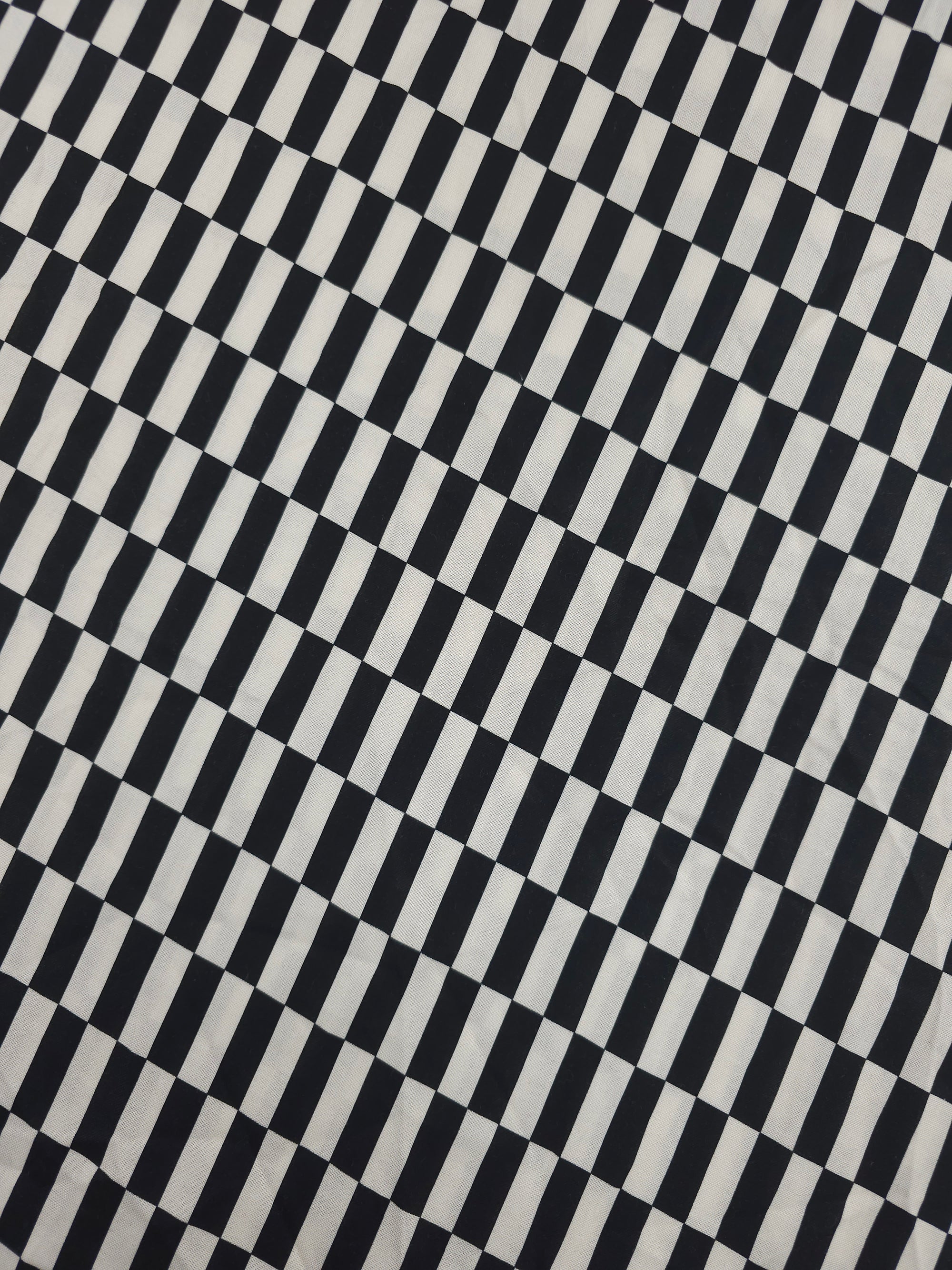 Ivory/Black Rectangle Check 100% Cotton