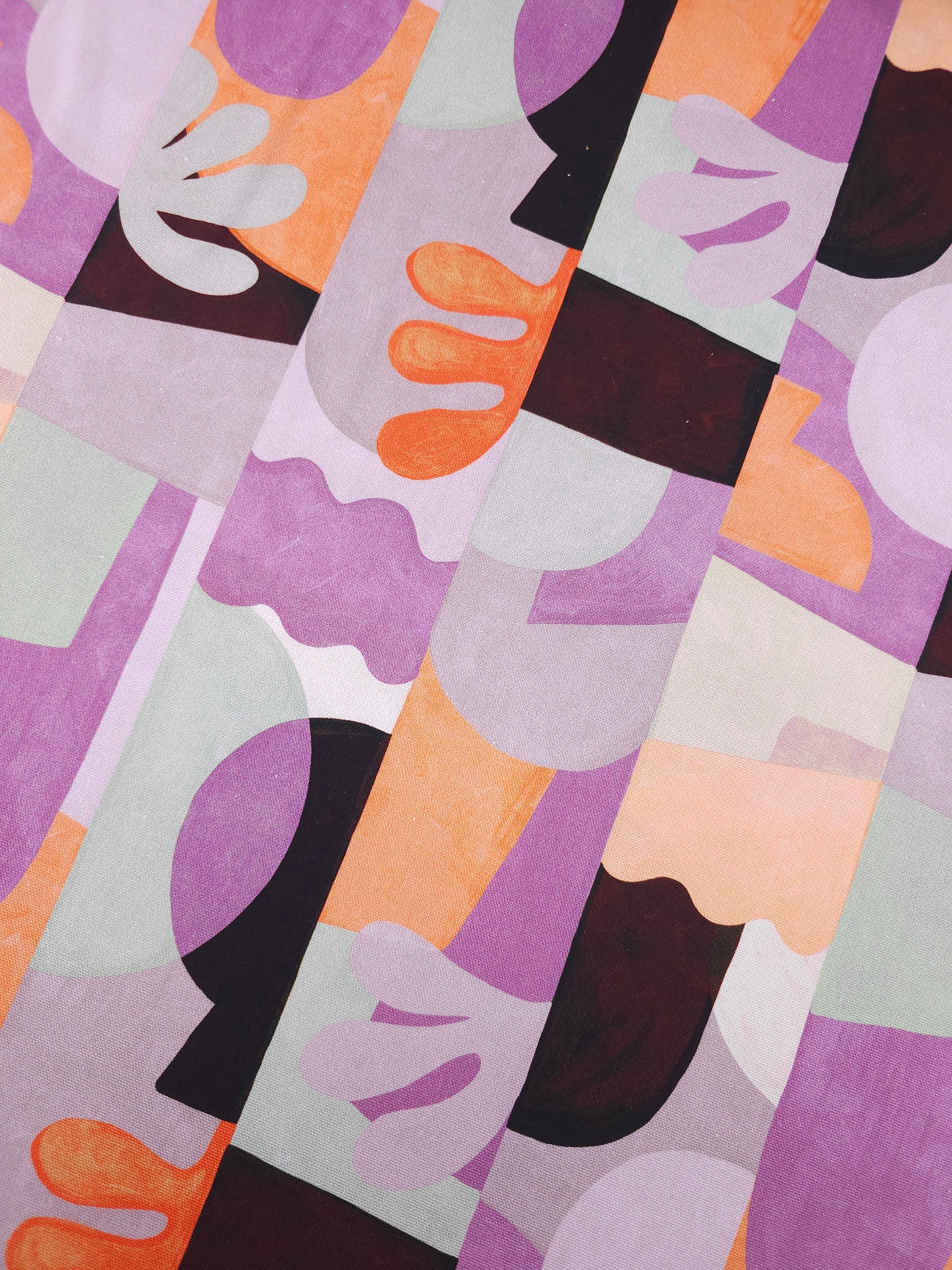 Purple/Orange Abstract Groovy Doodle Lightweight Canvas Cotton