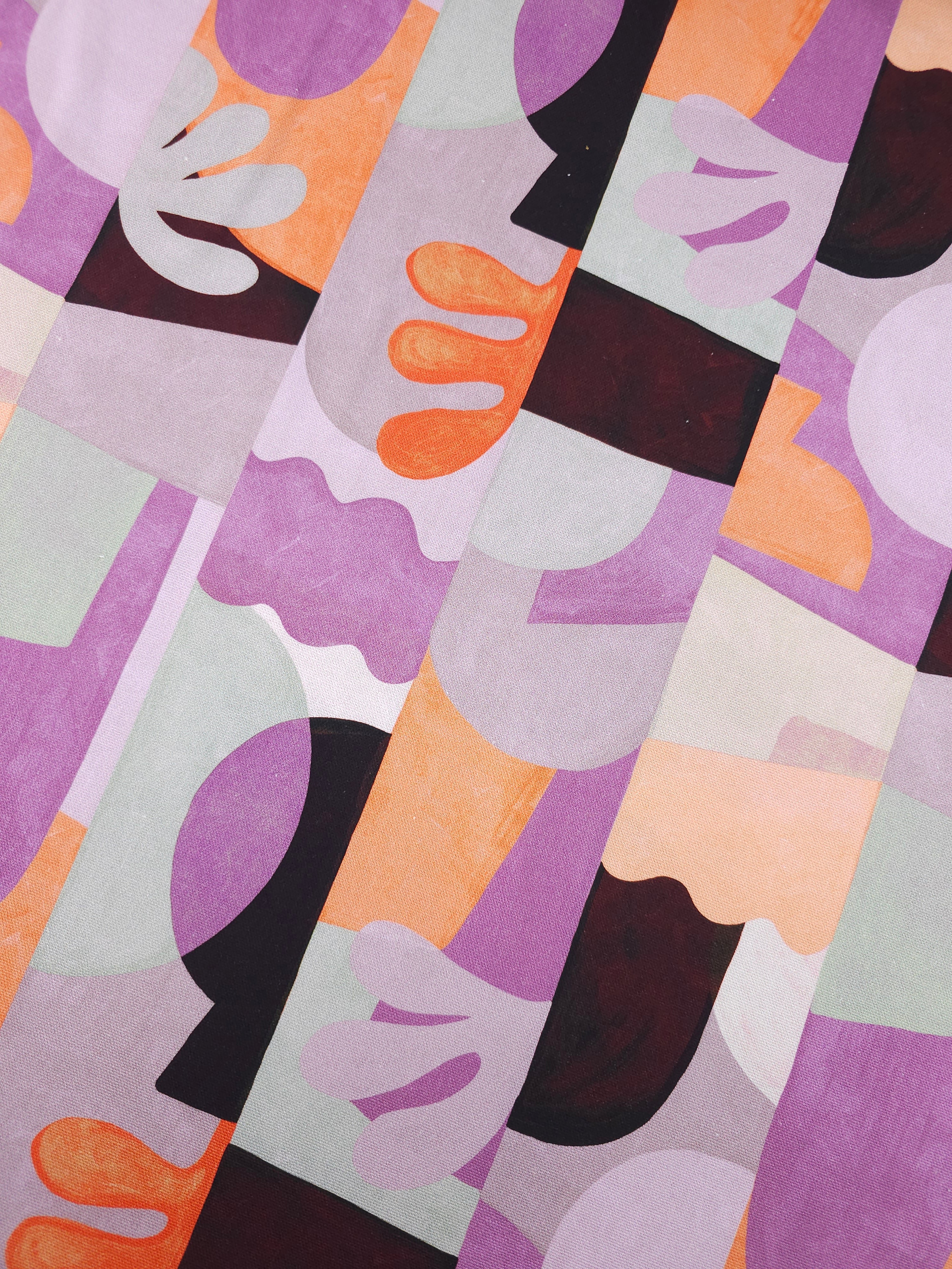 Purple/Orange Abstract Groovy Doodle Lightweight Canvas Cotton