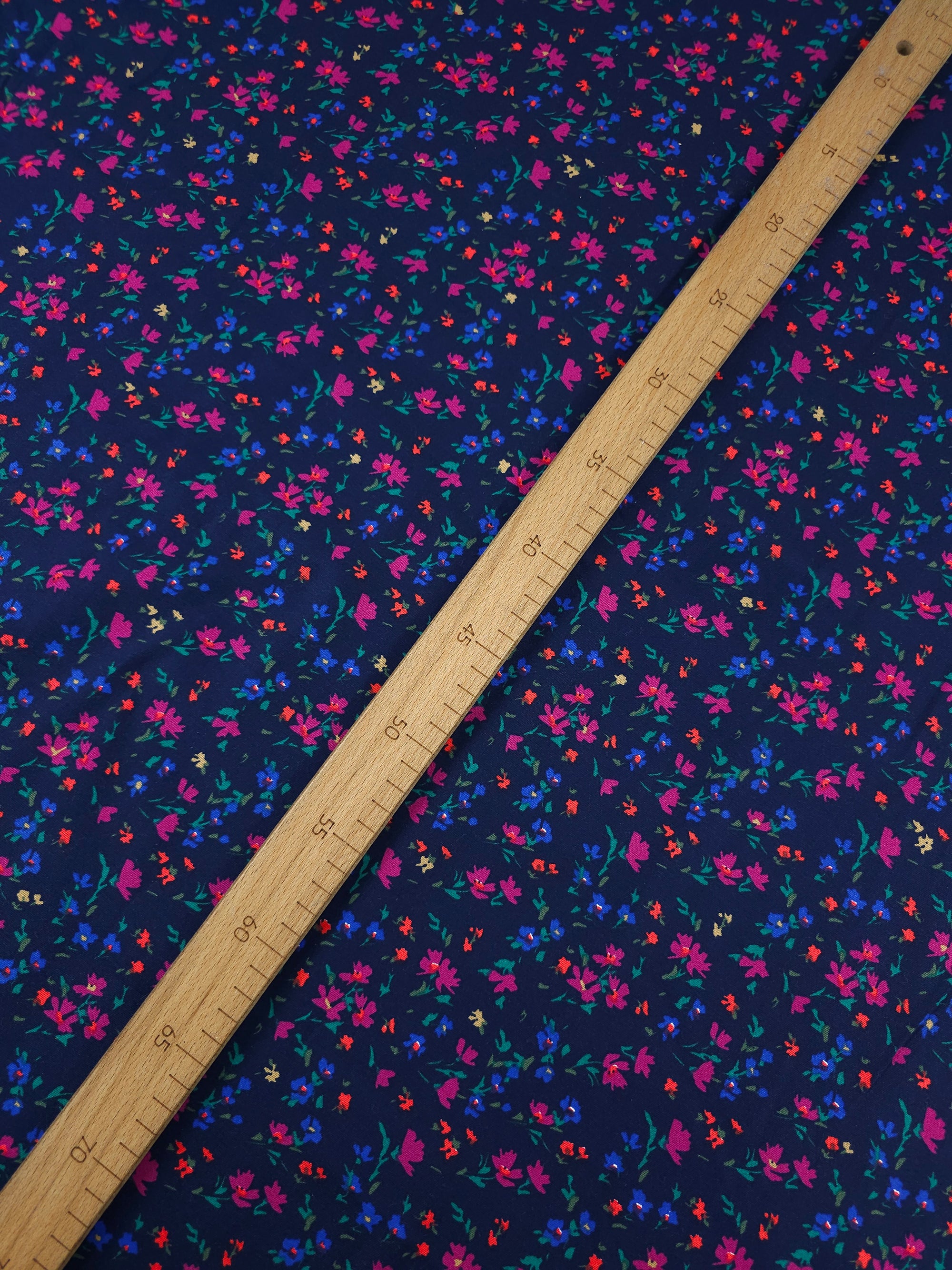 Navy Wildflower Lightweight Cotton Sateen Twill