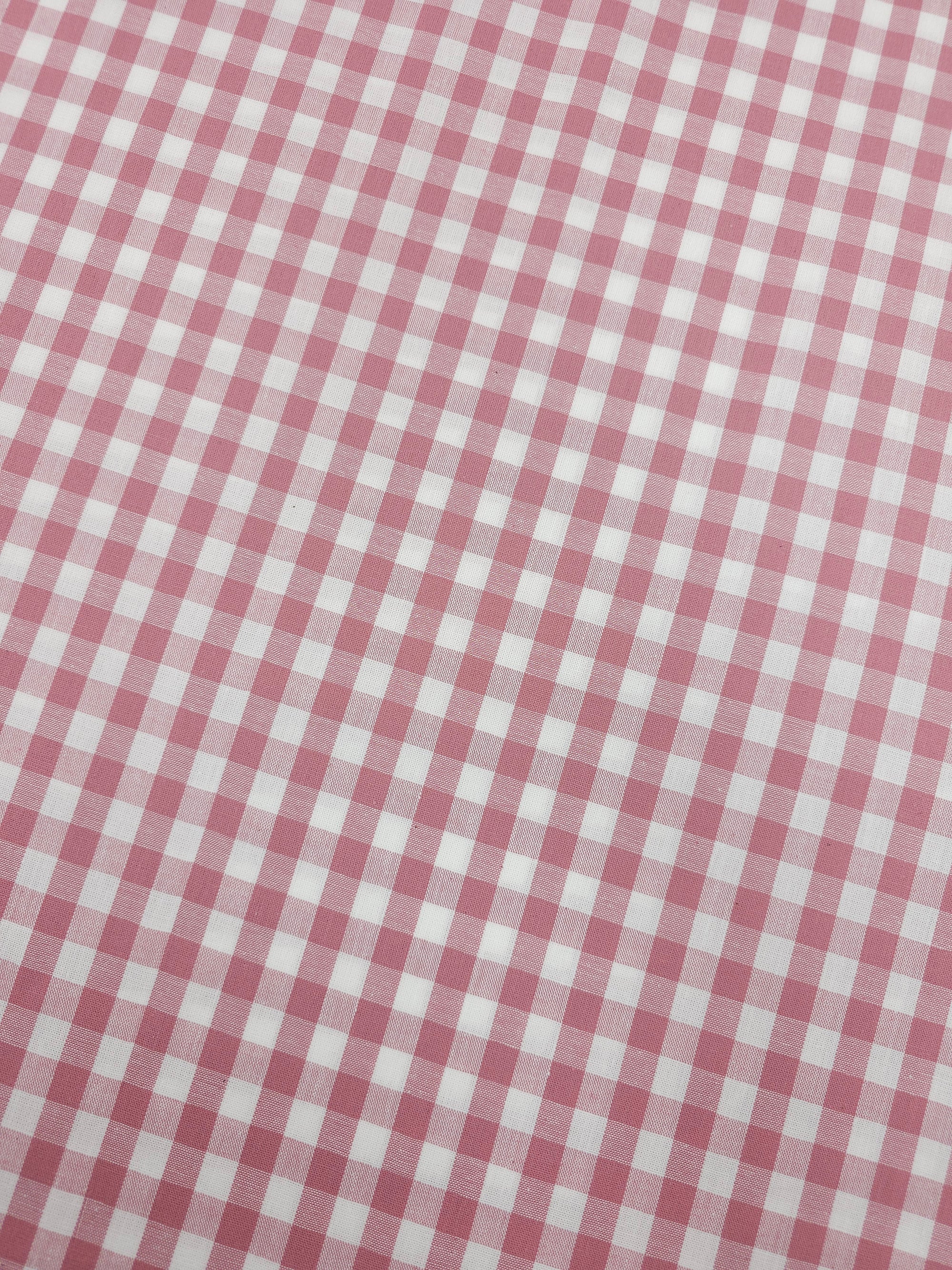 Rosewood Pink Gingham 100% Cotton 55"