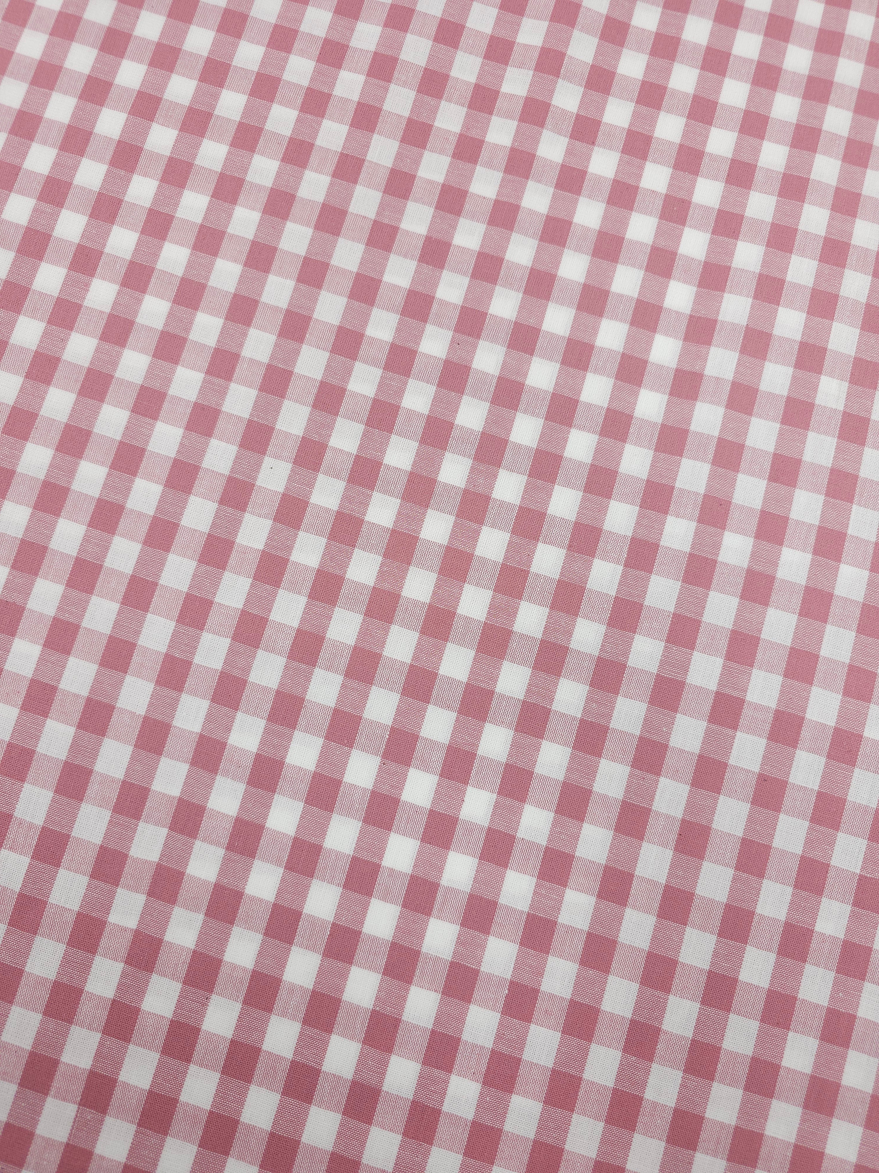 Rosewood Pink Gingham 100% Cotton 55"