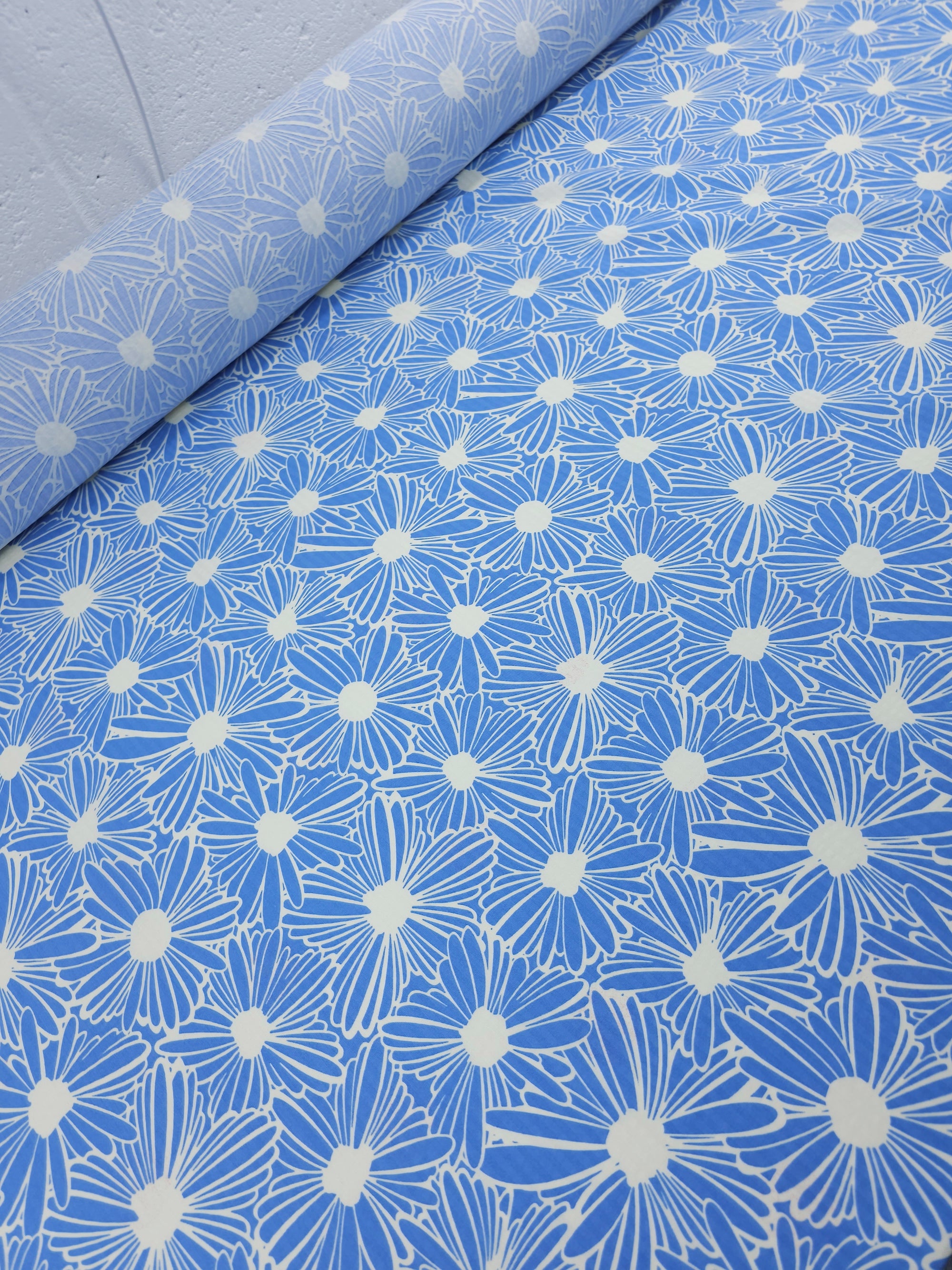 Periwinkle Blue Daisy Floral Cotton Viscose *DEFECT*