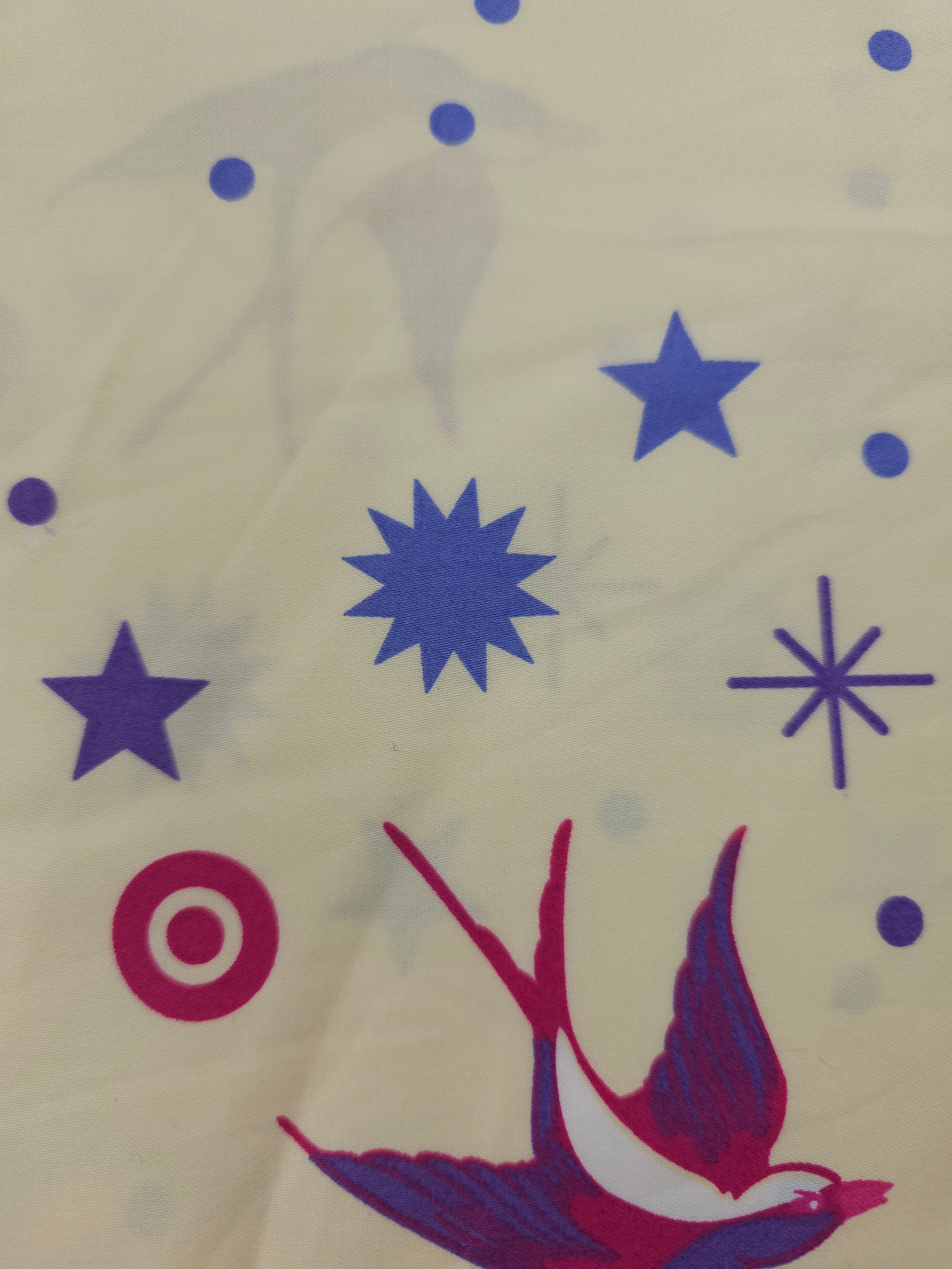 Cream rainbow bird Cotton sateen- 2.5m piece