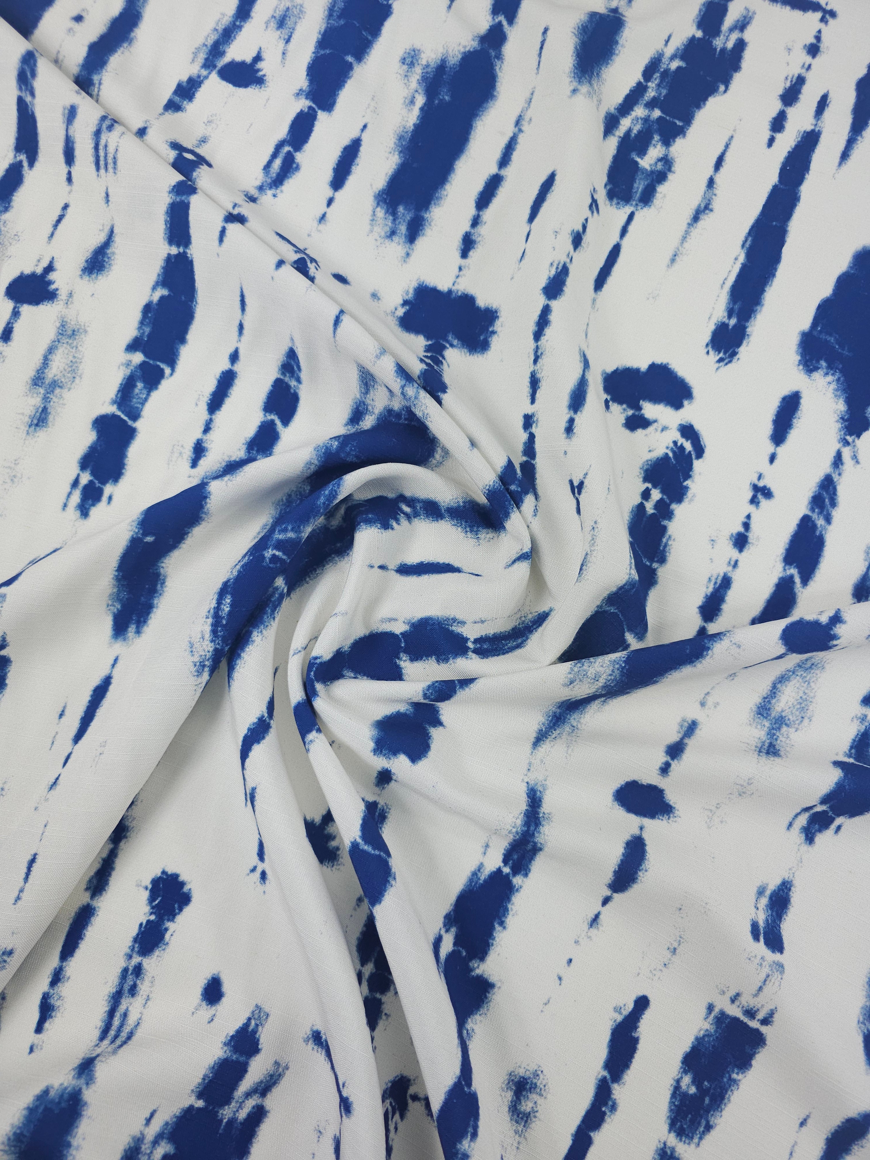 Blue/White Smudge Wash Viscose Cotton Linen