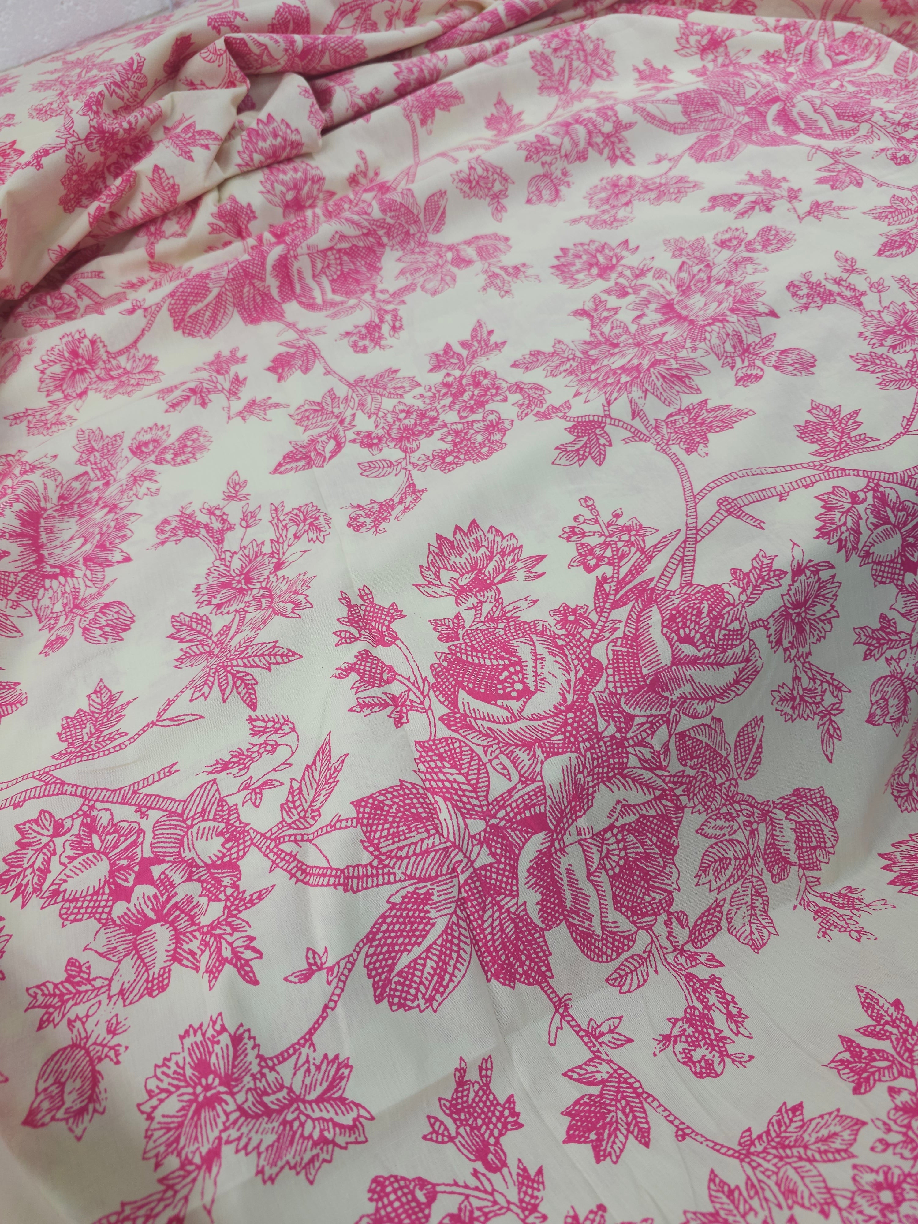 Pink Sketch Floral 100% Cotton 110” - Urban Outfitters *EXTRA WIDE*