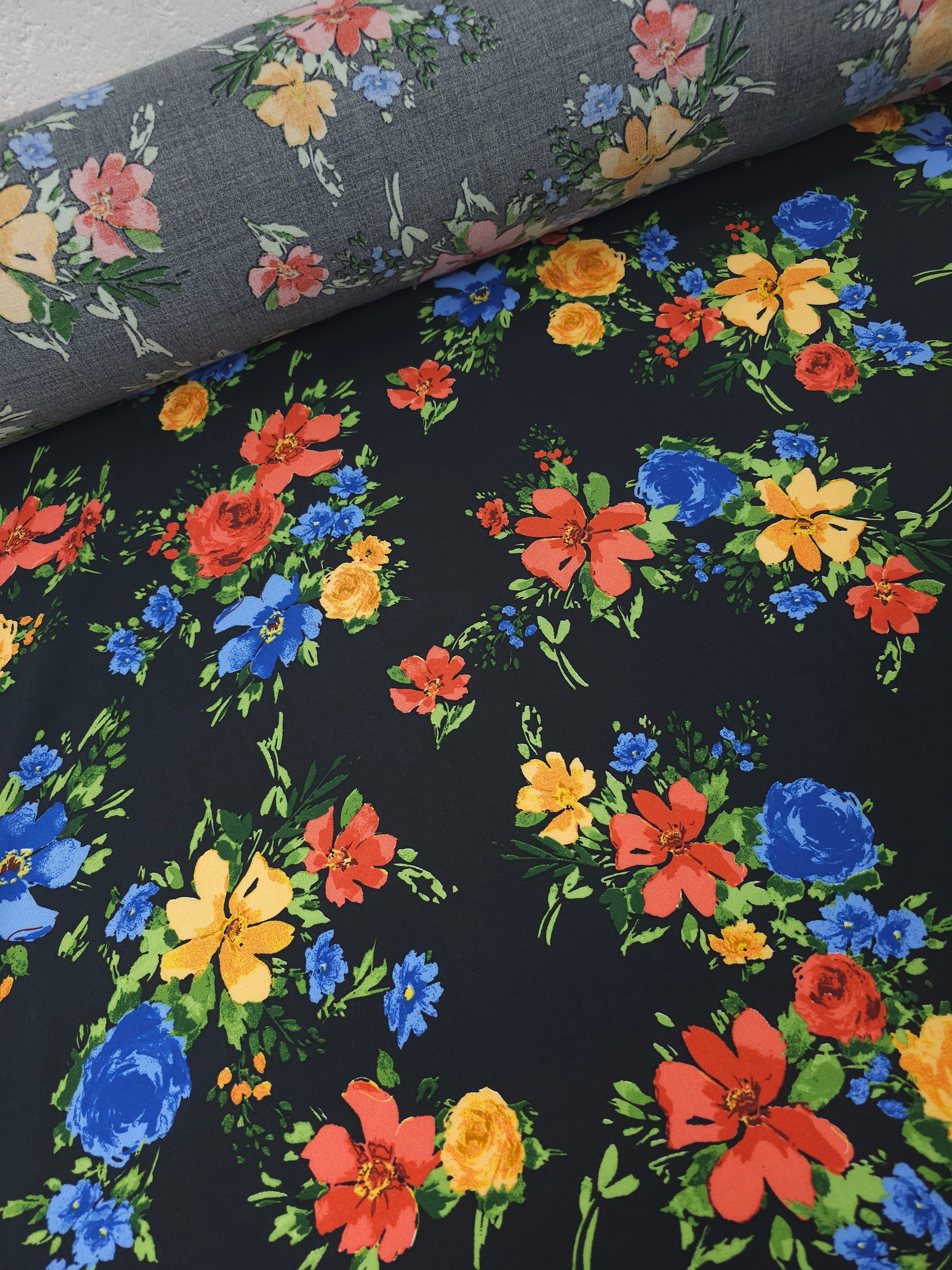 Rose Bunch Floral Viscose Challis