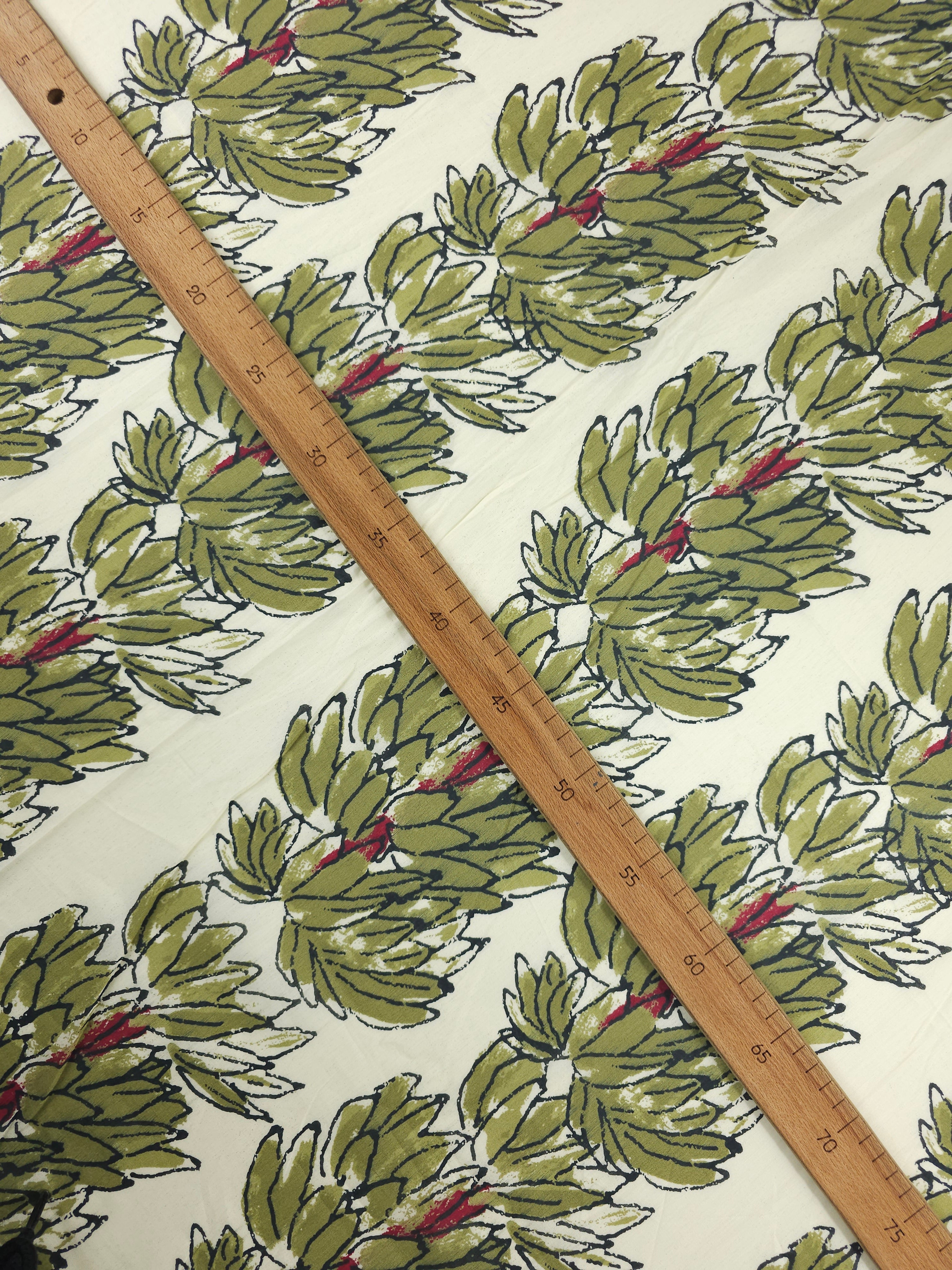 Olive Leaf Strand Stripe Cambric Cotton