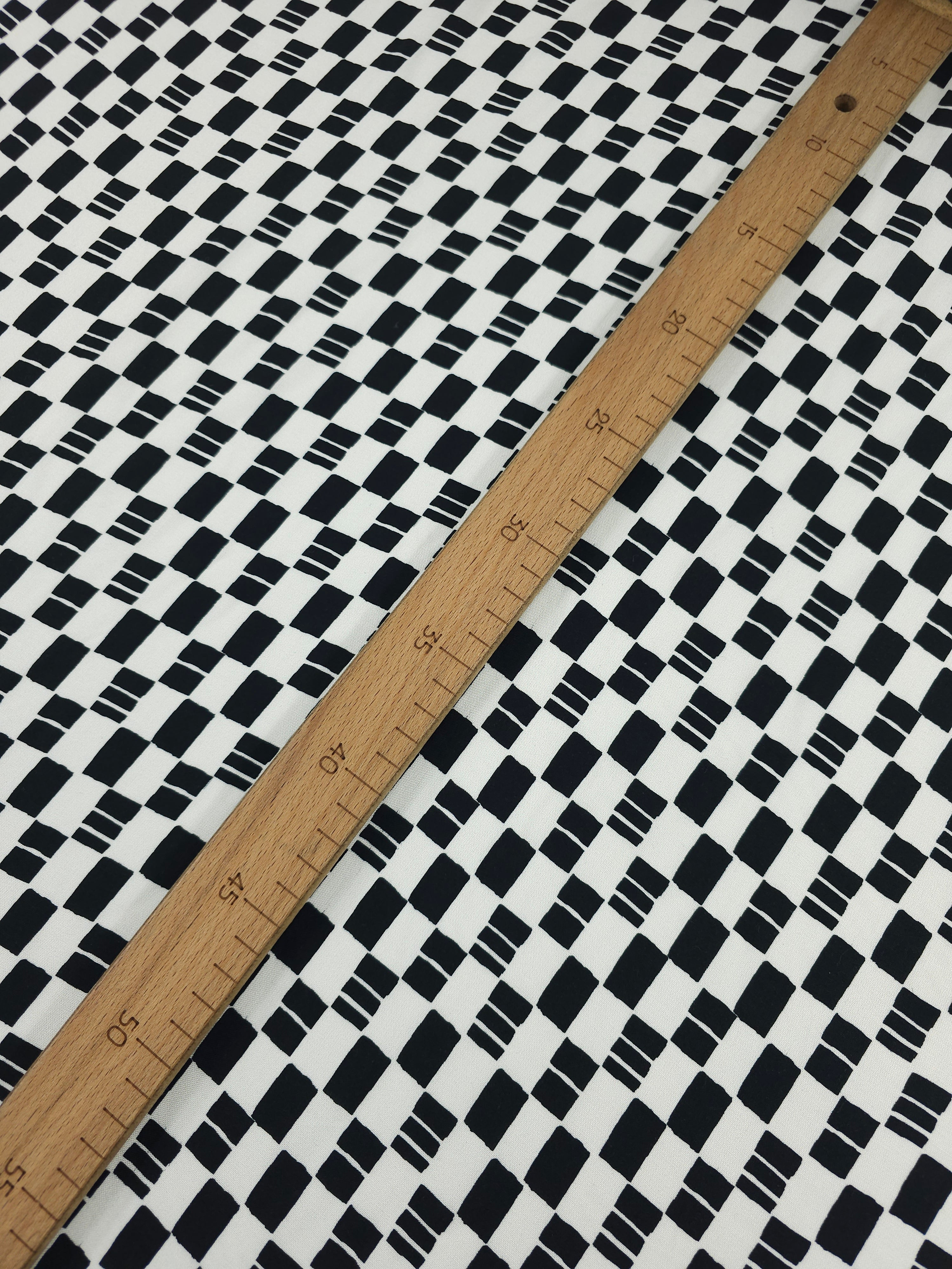 Off-White/Black Checkerboard Viscose Challis