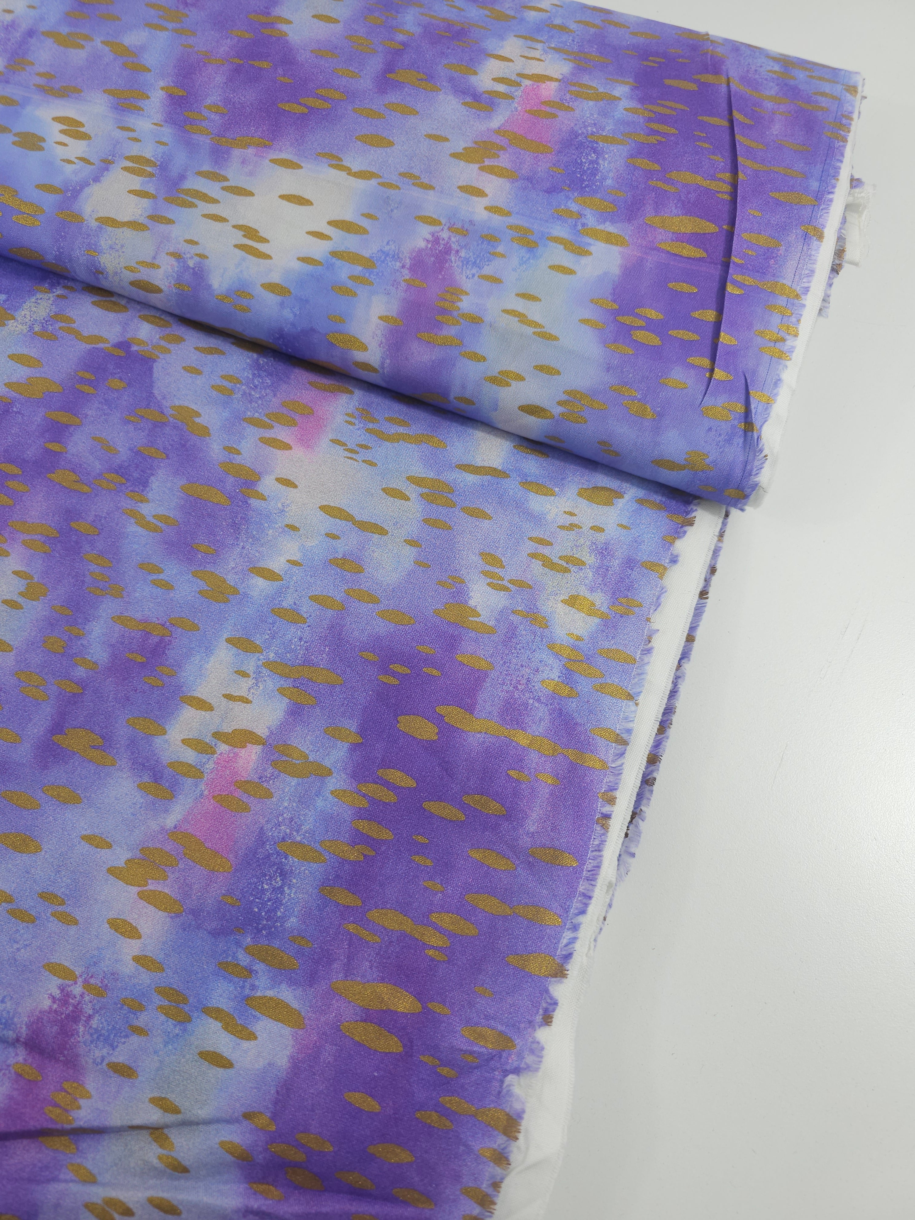 Purple/Gold Chromaticity Brushstroke 100% Cotton - Robert Kaufman