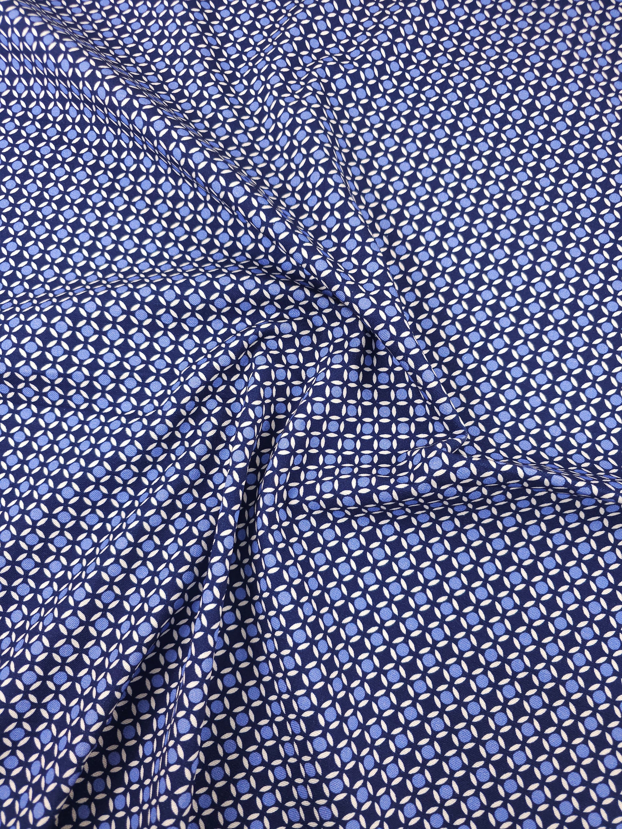 Lavender Blue/Navy Abstract Circle Brushed Cotton Twill