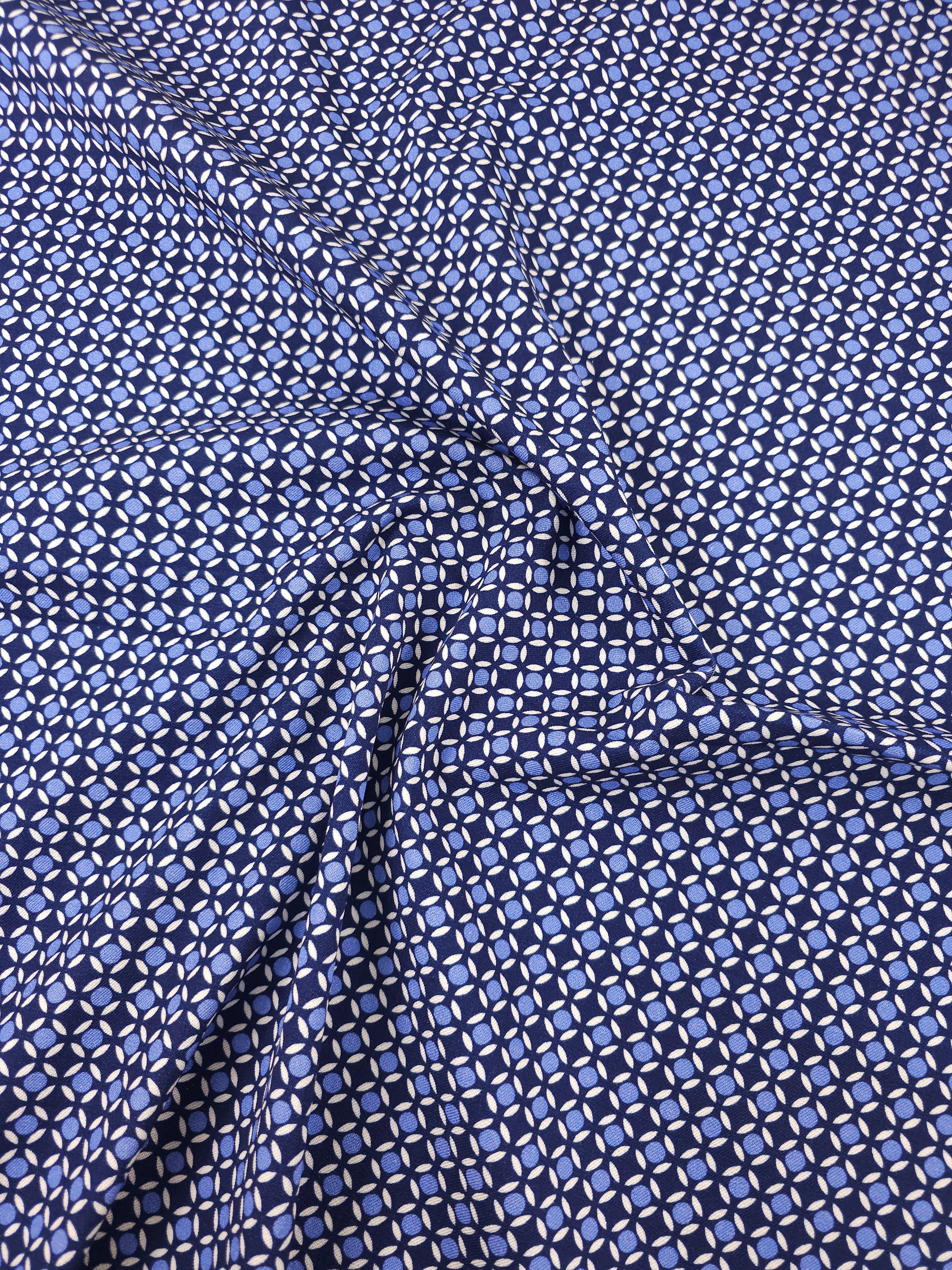 Lavender Blue/Navy Abstract Circle Brushed Cotton Twill