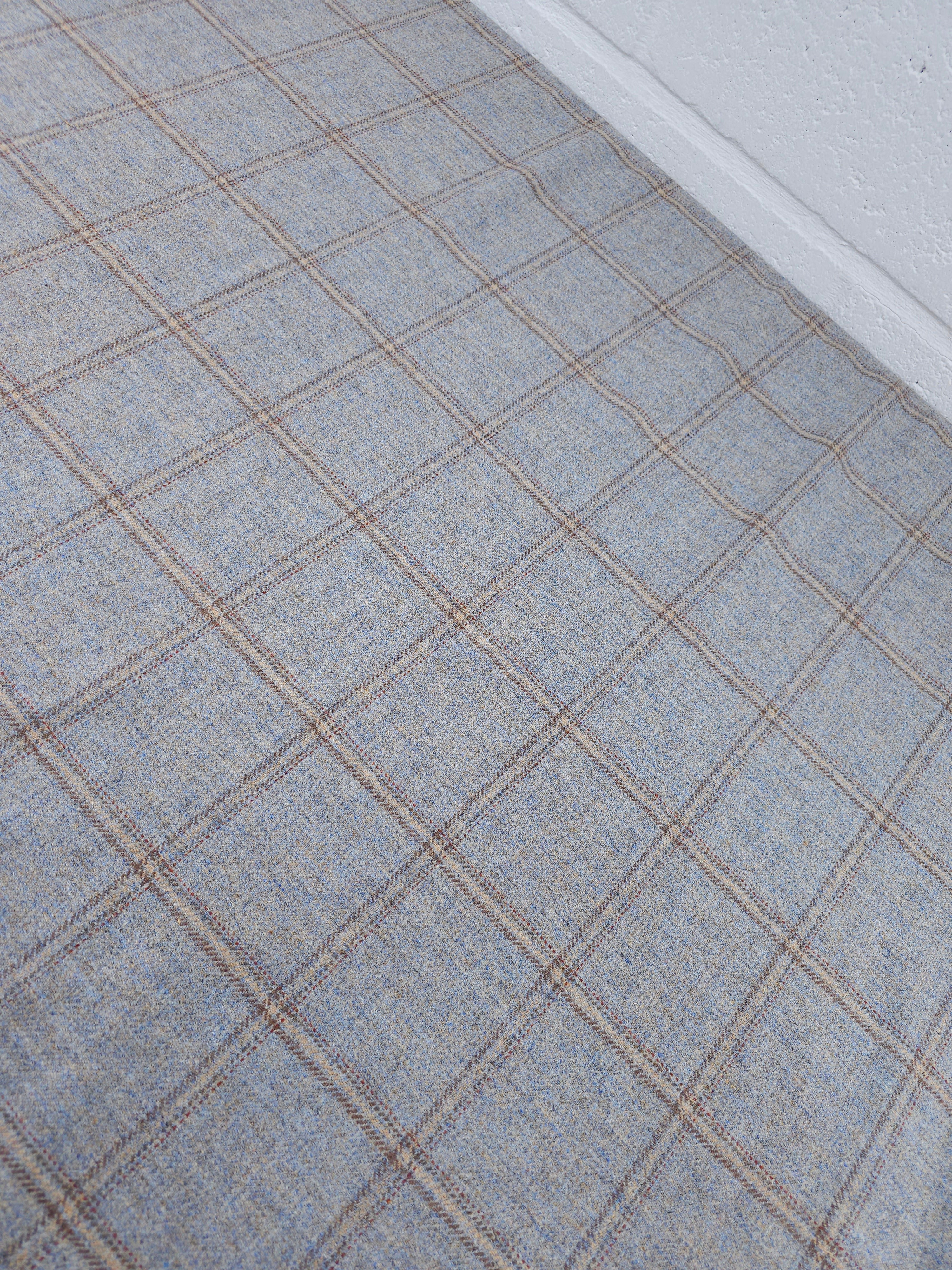 Powder Blue/Beige Speckle Square Check Soft 100% Wool *ABRAHAM MOON*