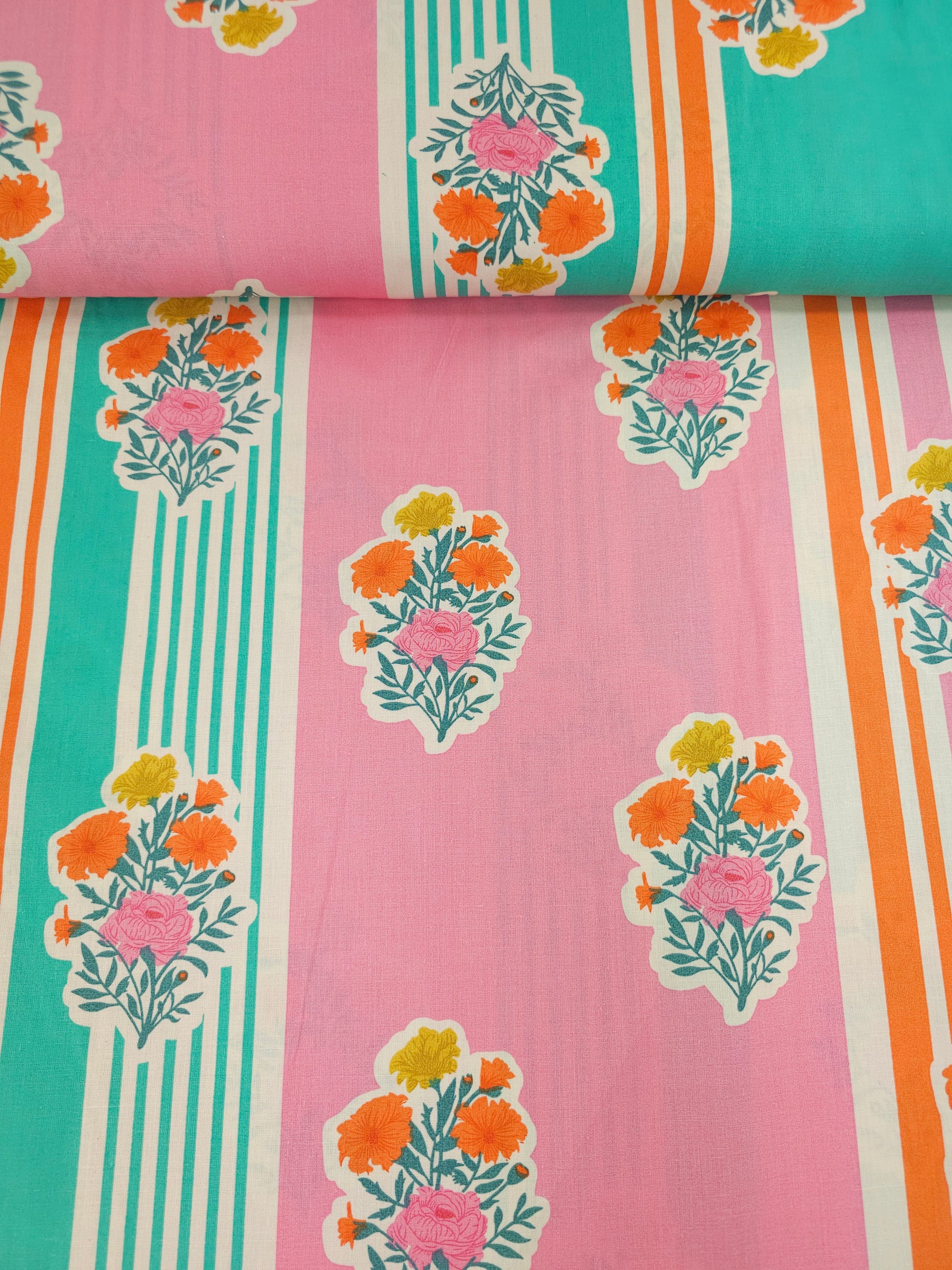 Whimsley Floral Stripe 100% Cotton 98" *EXTRA WIDE*