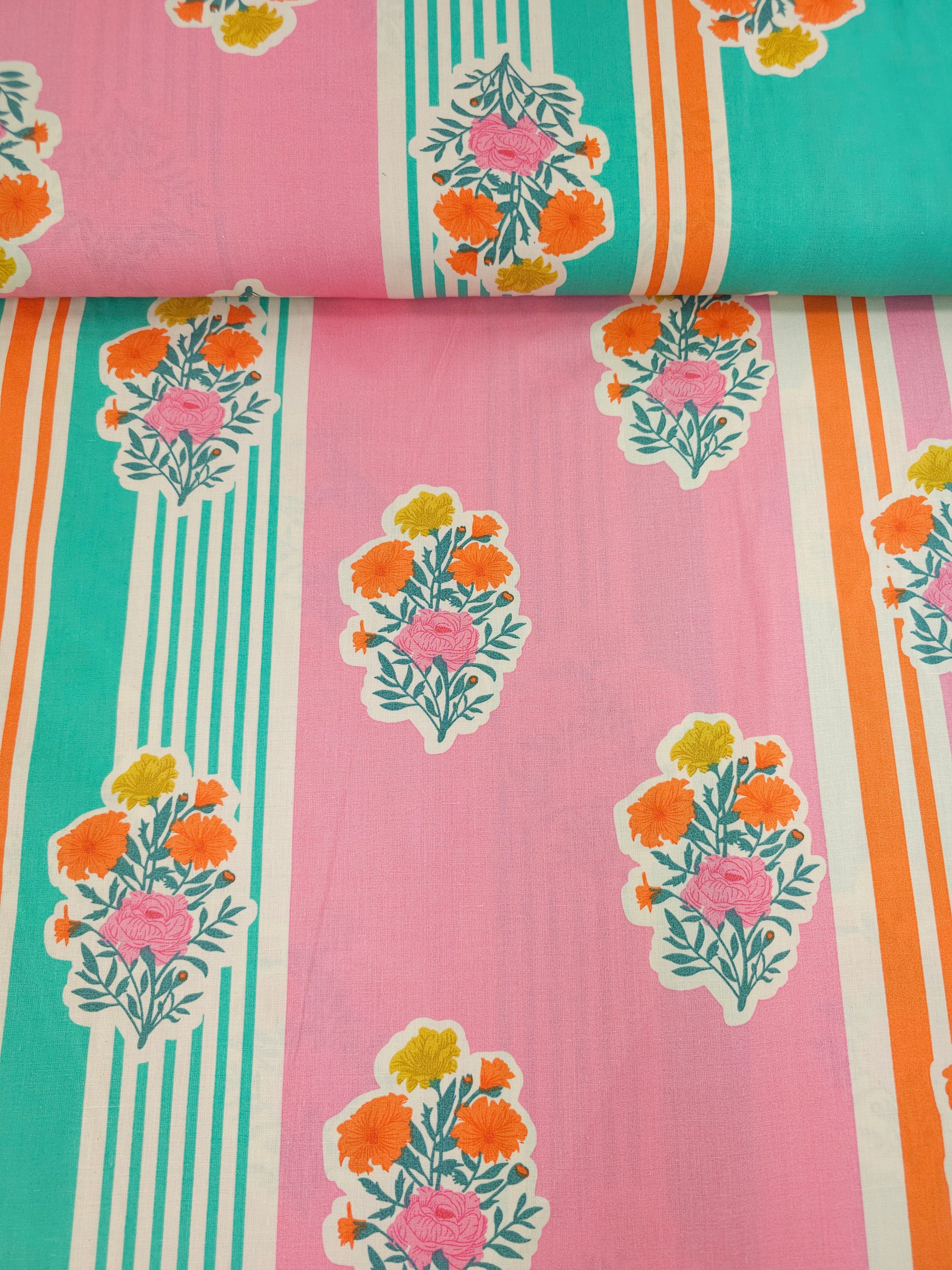 Whimsley Floral Stripe 100% Cotton 98" *EXTRA WIDE*
