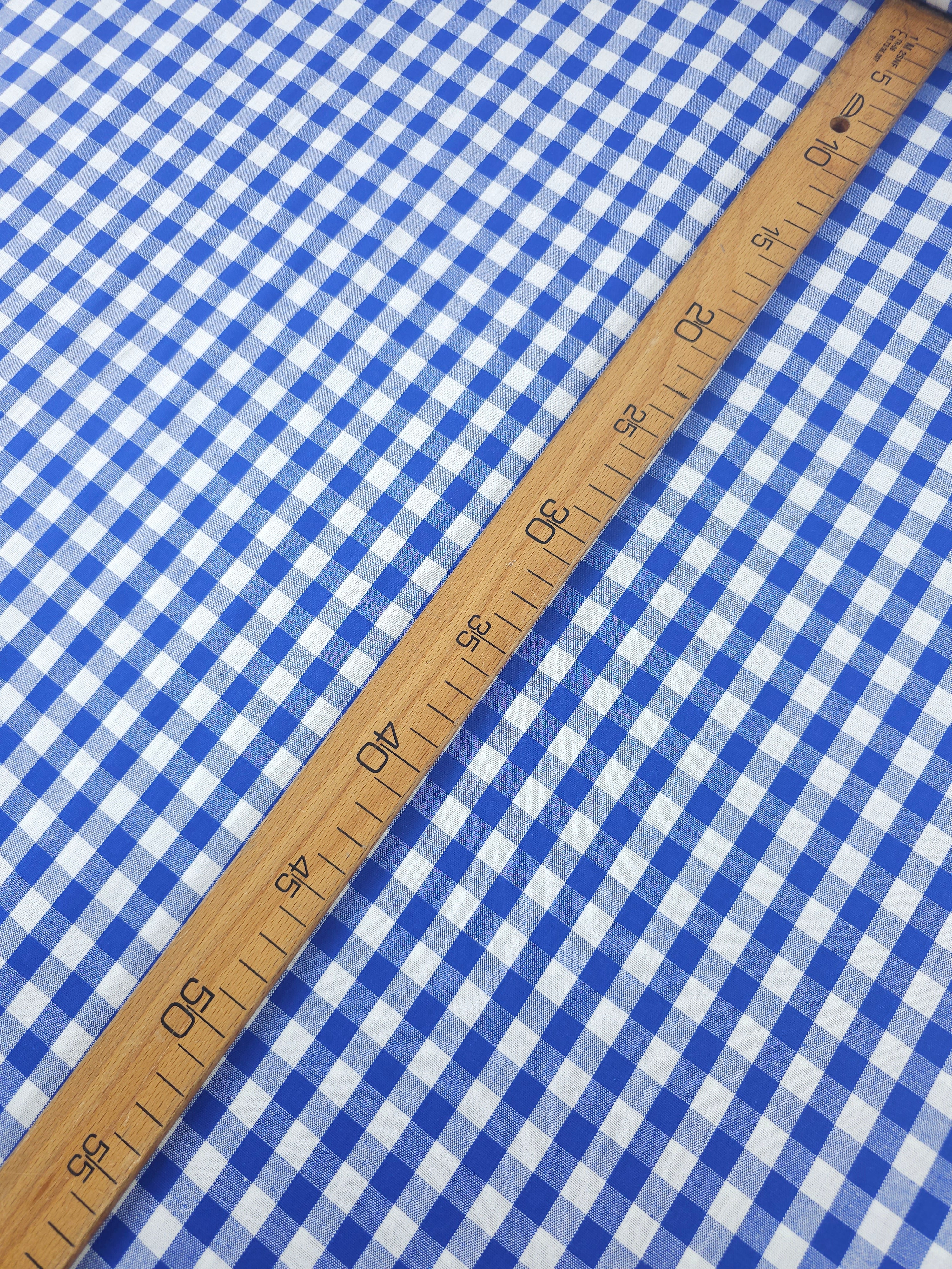 Cobalt Blue Gingham 100% Cotton 55"