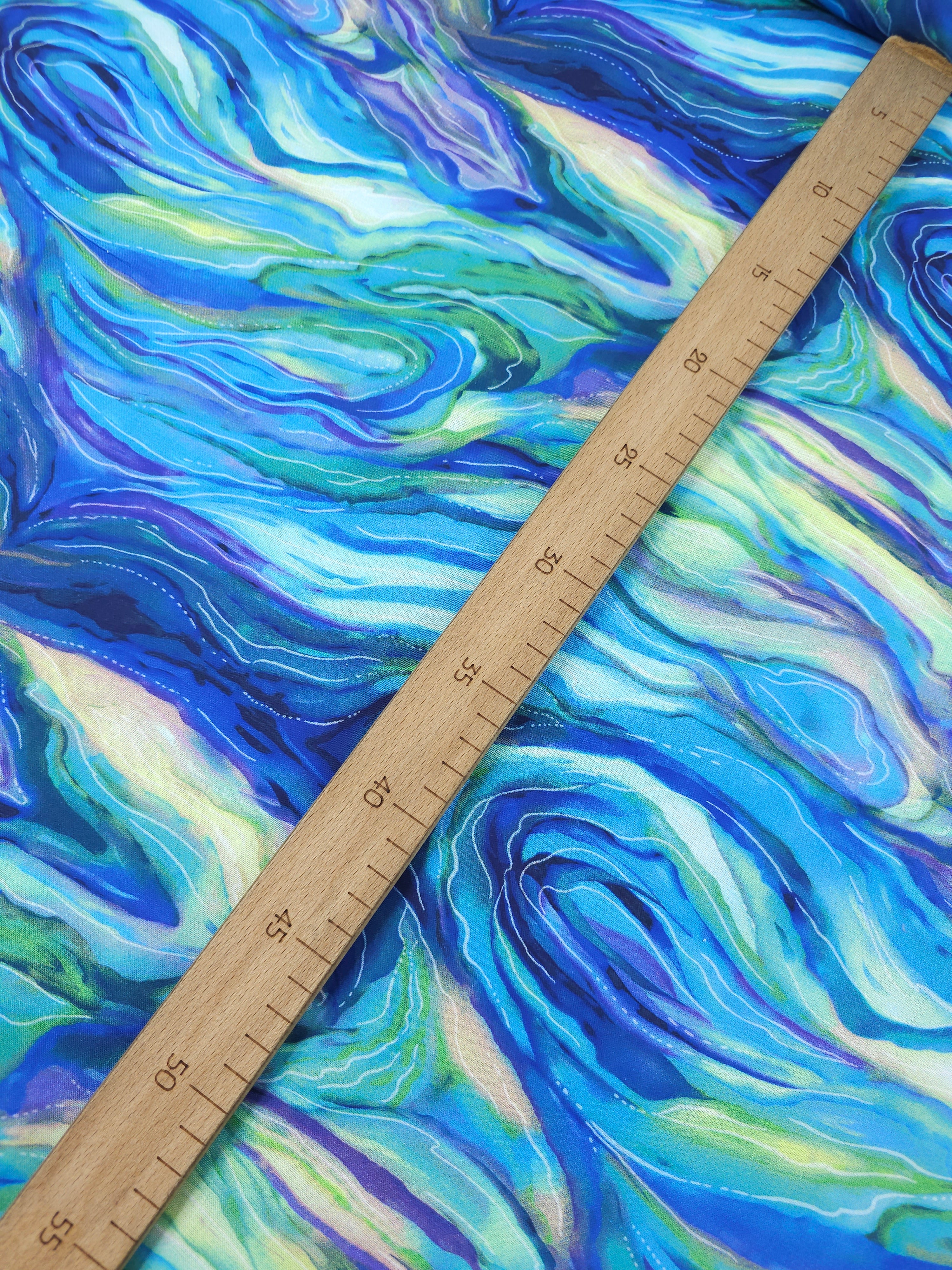 Blue/Green Wild Wave 100% Cotton 106" - Robert Kaufman *EXTRA WIDE*