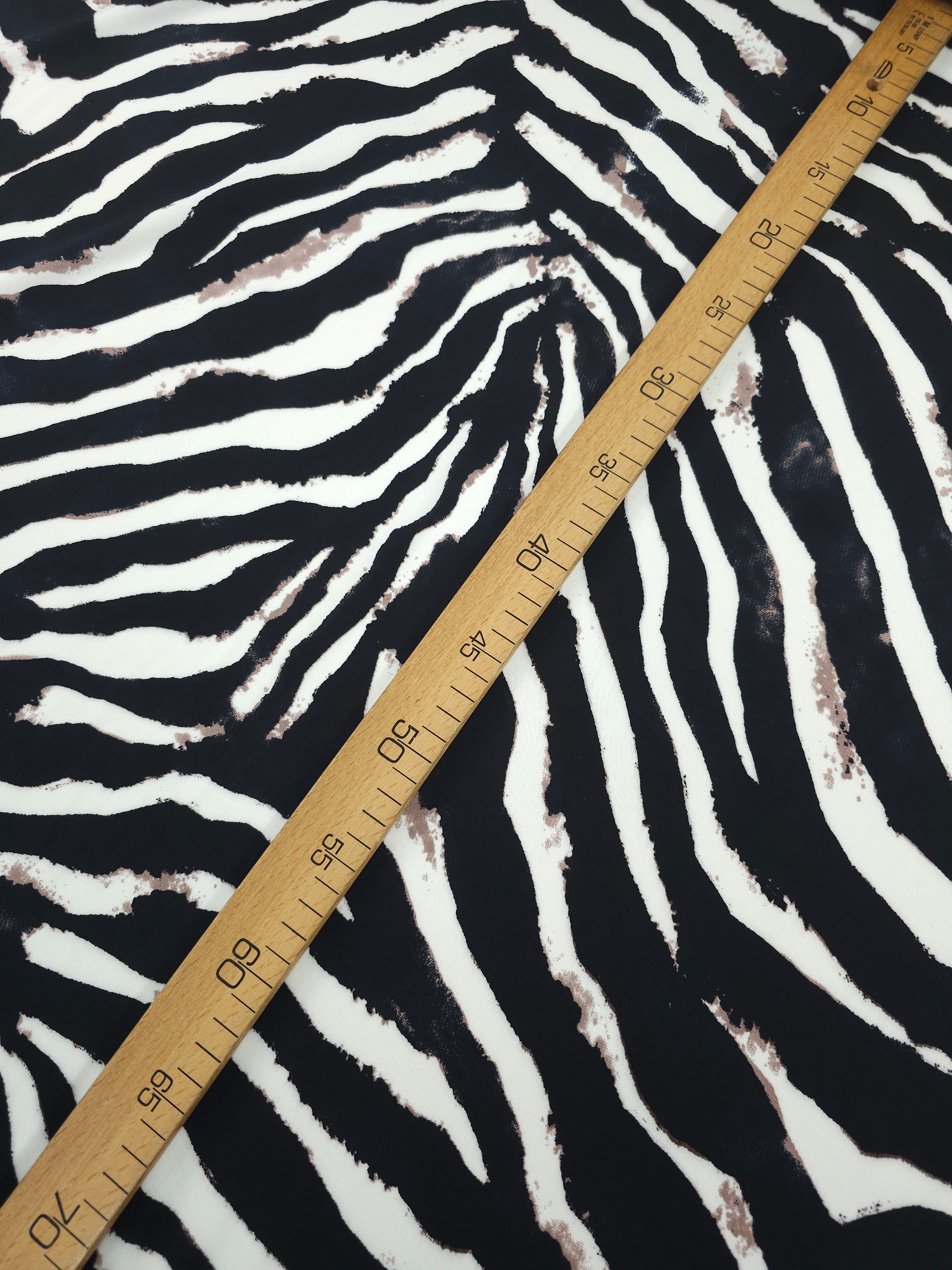 Black/Mocha Zebra Stripe Viscose Challis
