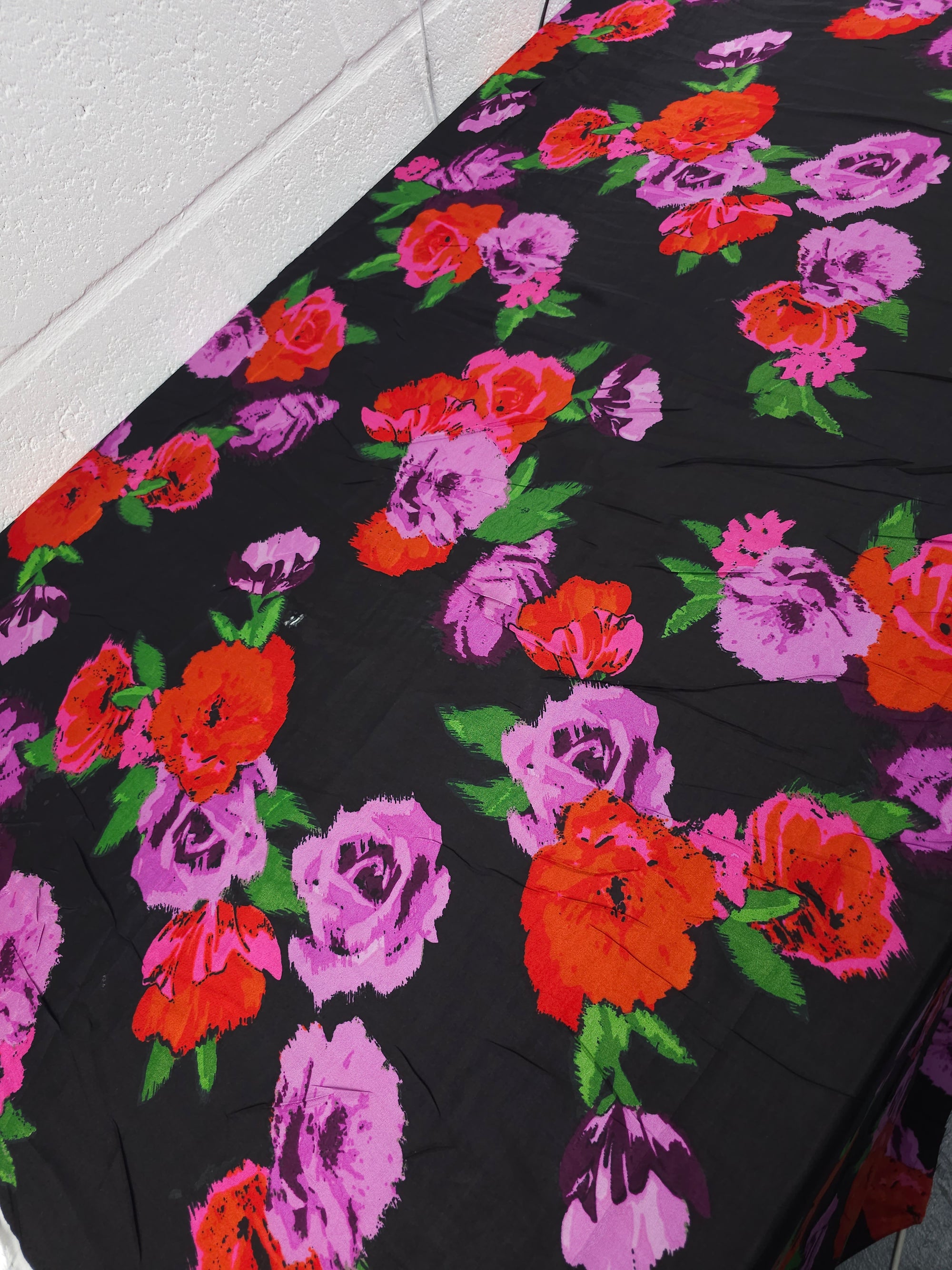 Purple/Red Static Rose Florina Viscose Satin