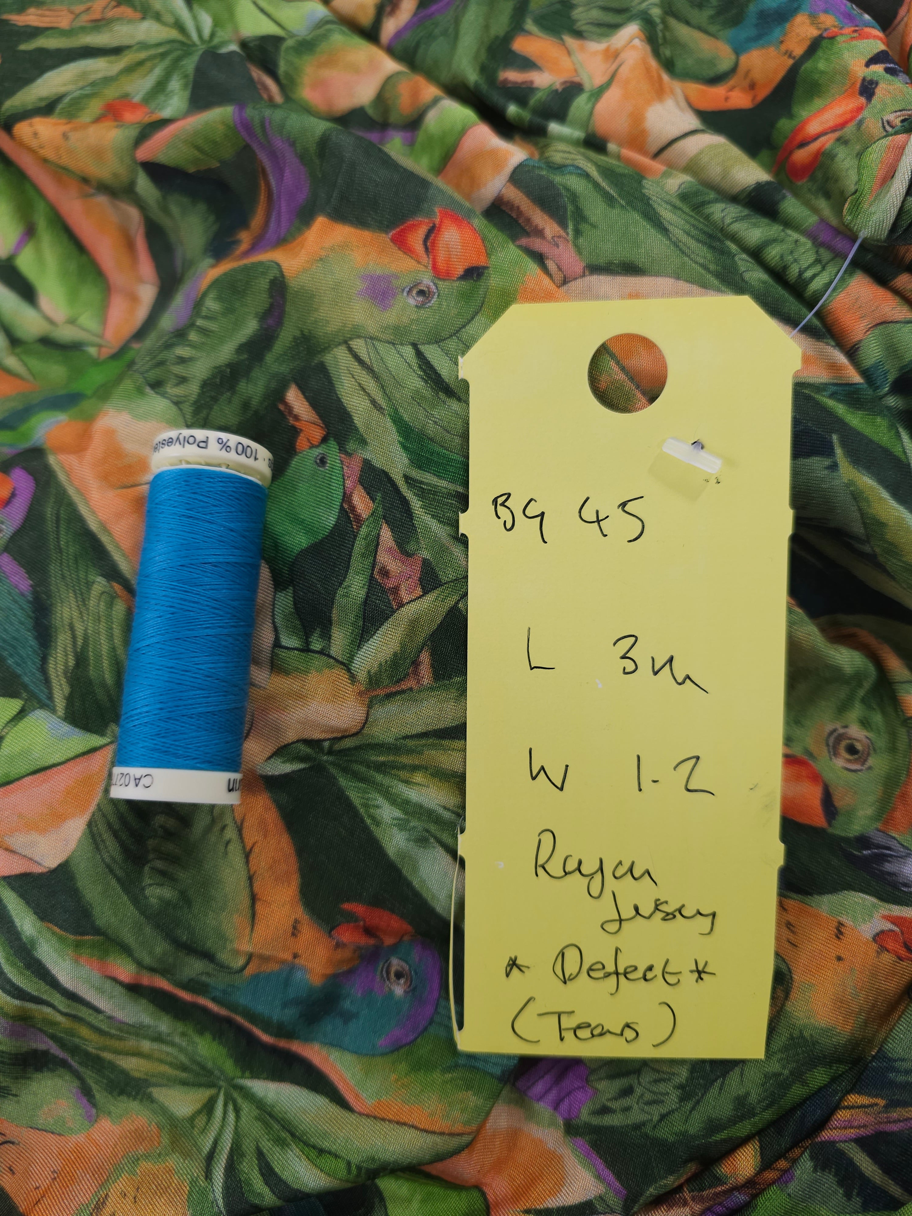Parrots of the jungle Rayon jersey- 3m piece