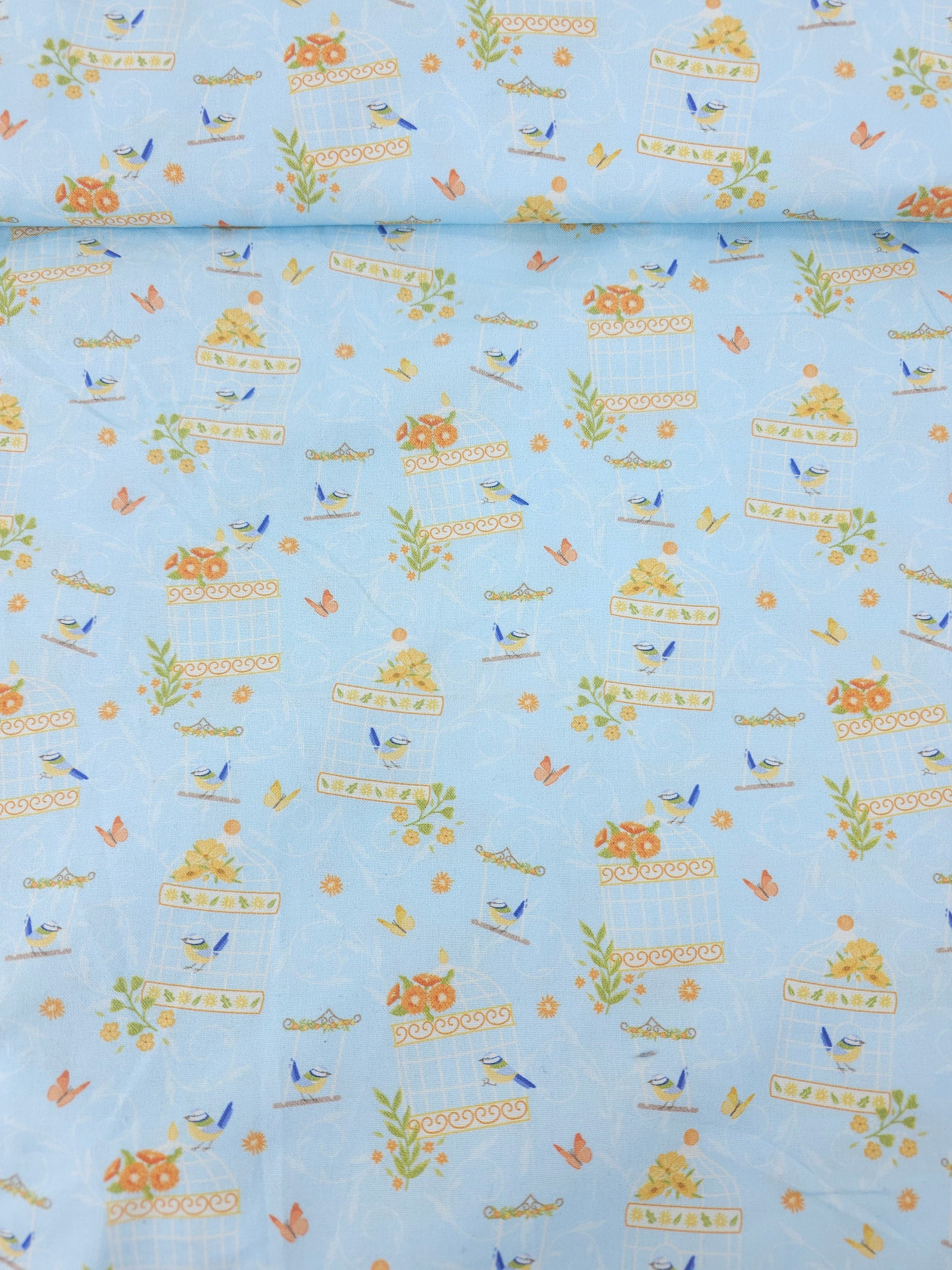 Light Blue Bird Bliss 100% Cotton