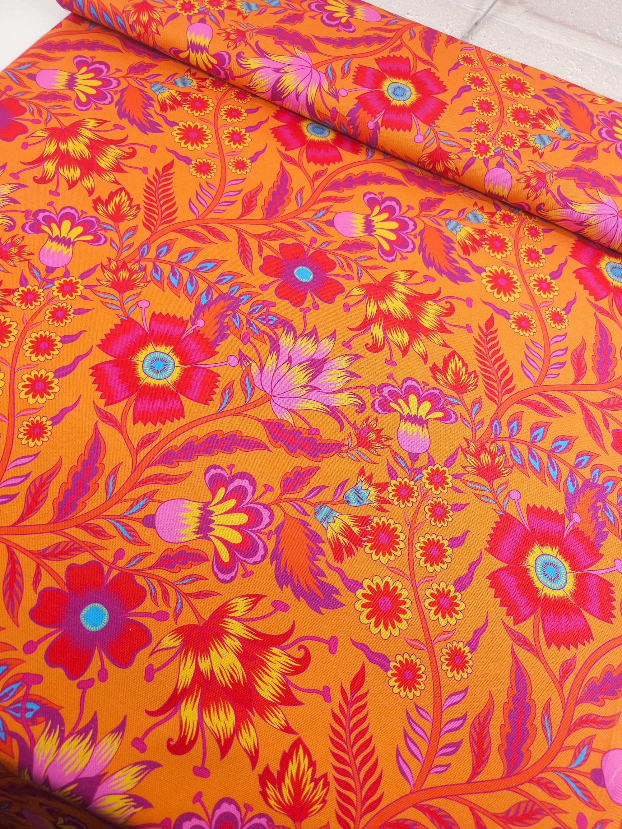 Orange/Pink Floral Fiesta Canvas Cotton