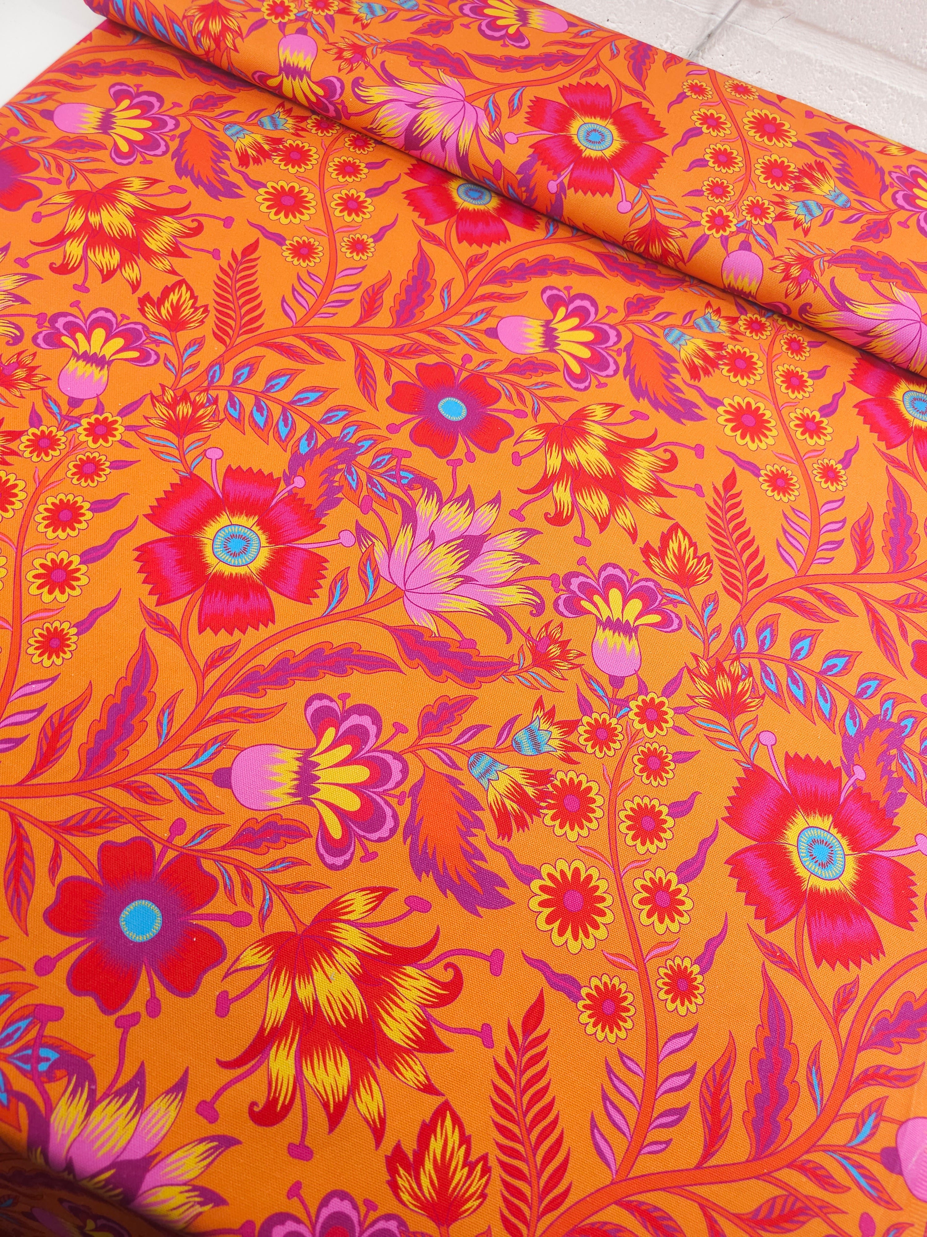 Orange/Pink Floral Fiesta Canvas Cotton