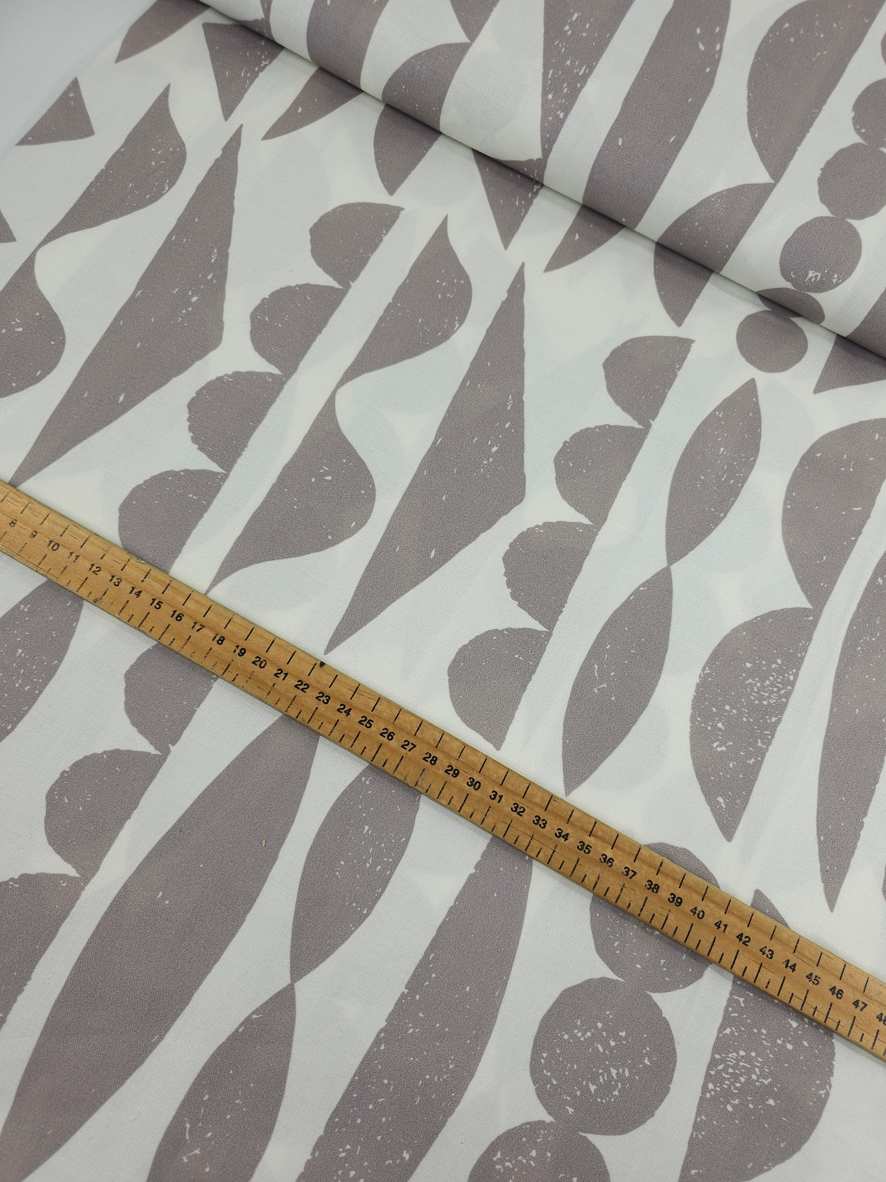 Taupe/Ivory Abstract Shape Sorter 100% Cotton 108" *EXTRA WIDE*