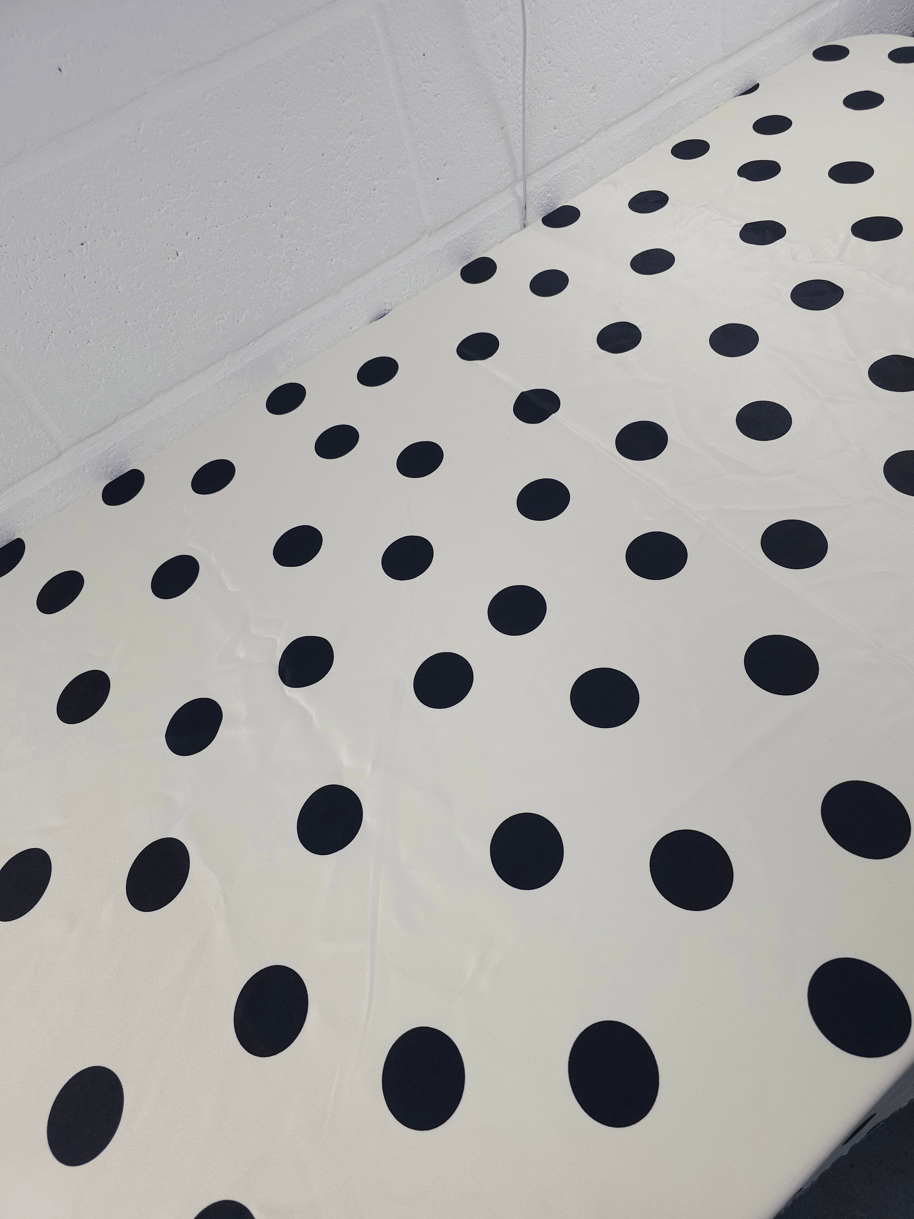 Light Cream/Black Large Polka Spot Viscose Satin
