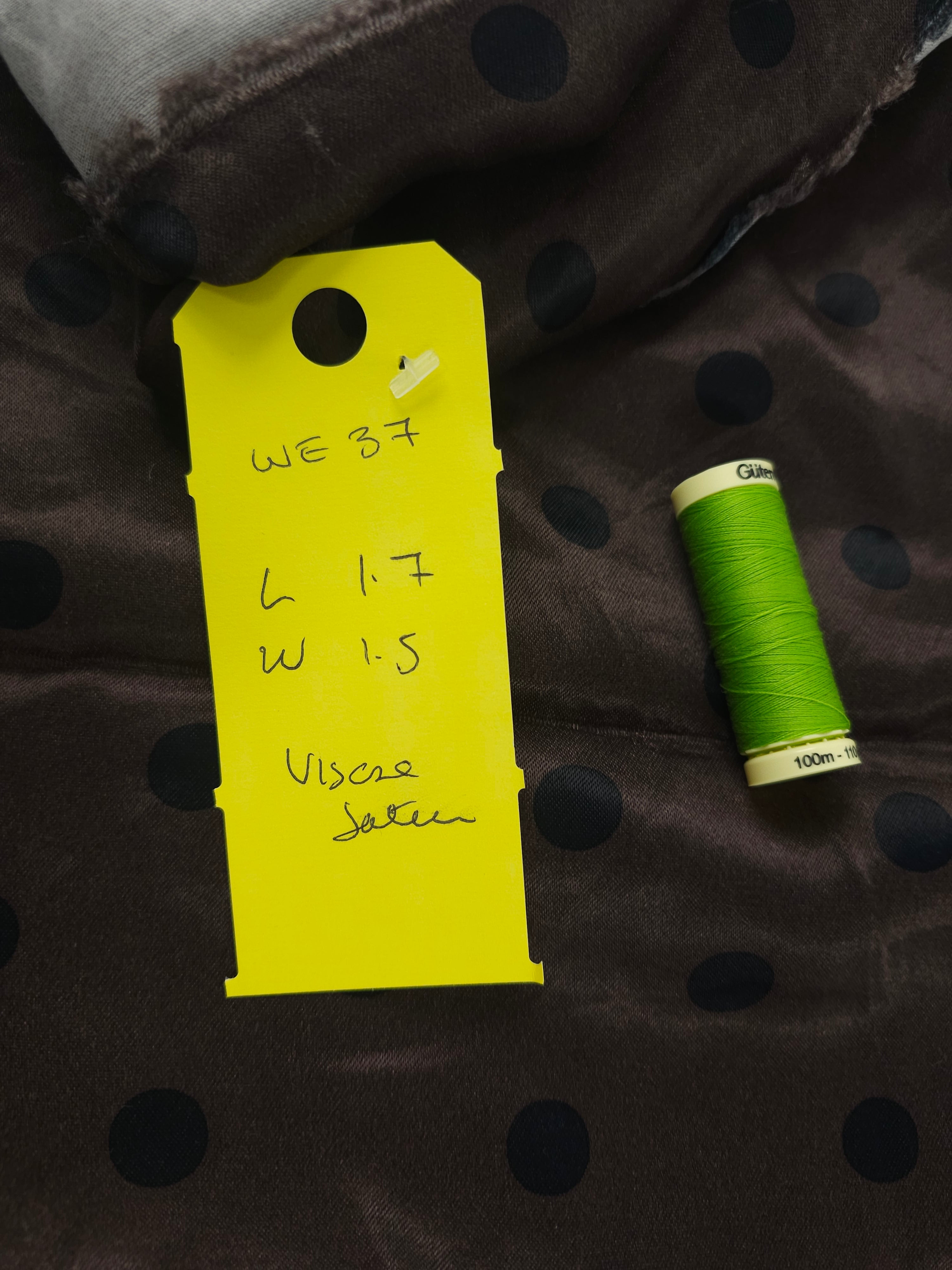 Brown polka Viscose satin- 1.7m piece