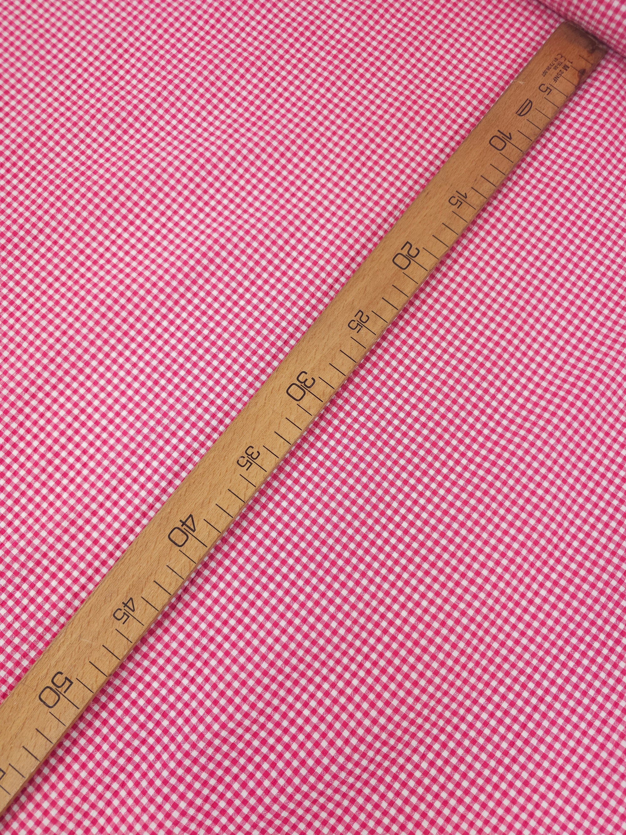 Hot Pink Mini Crinkle Gingham Poly Cotton