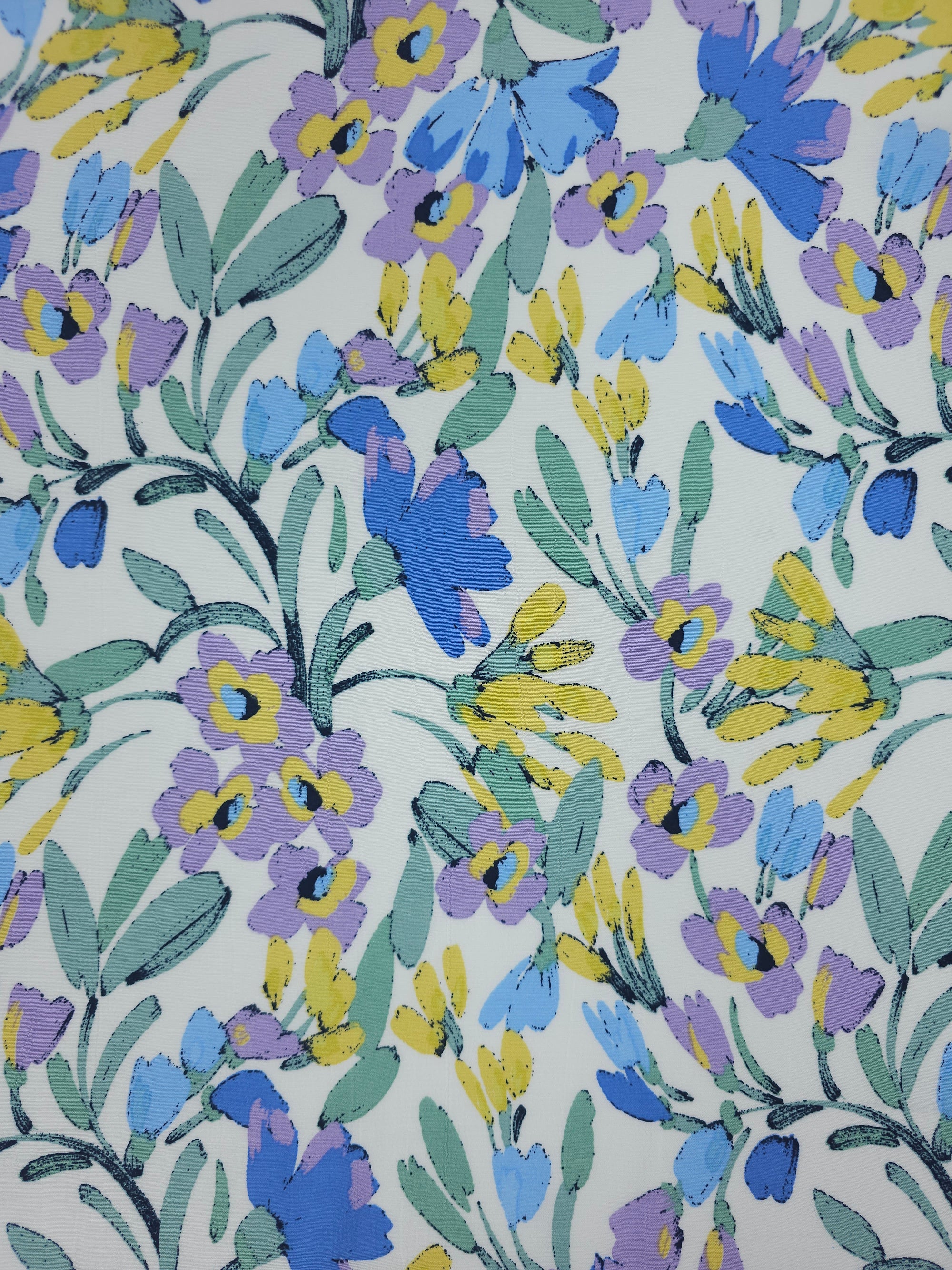 Lilac/Blue Pastel Floral Viscose Crepe *DEFECT*