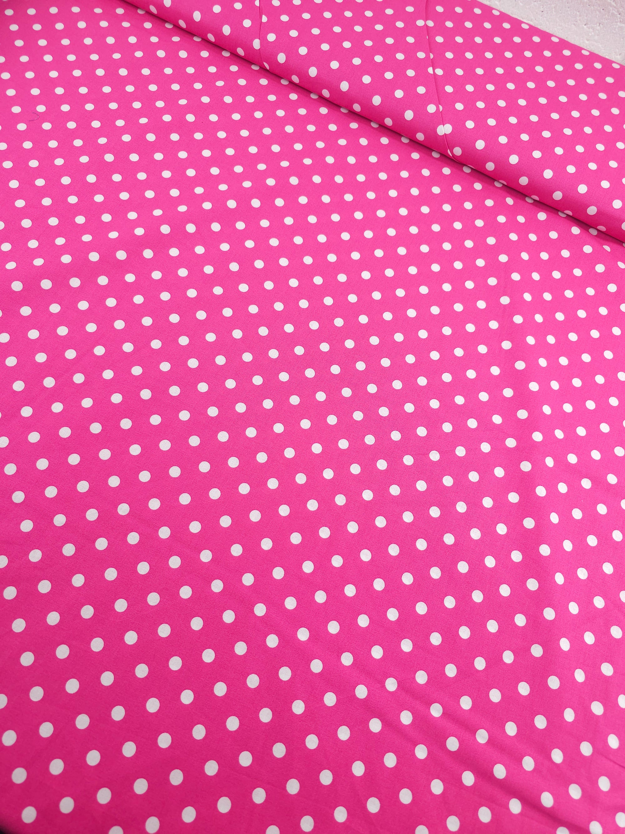Bright Fuchsia Pink Small Polka Spot Lightweight Cotton 55"