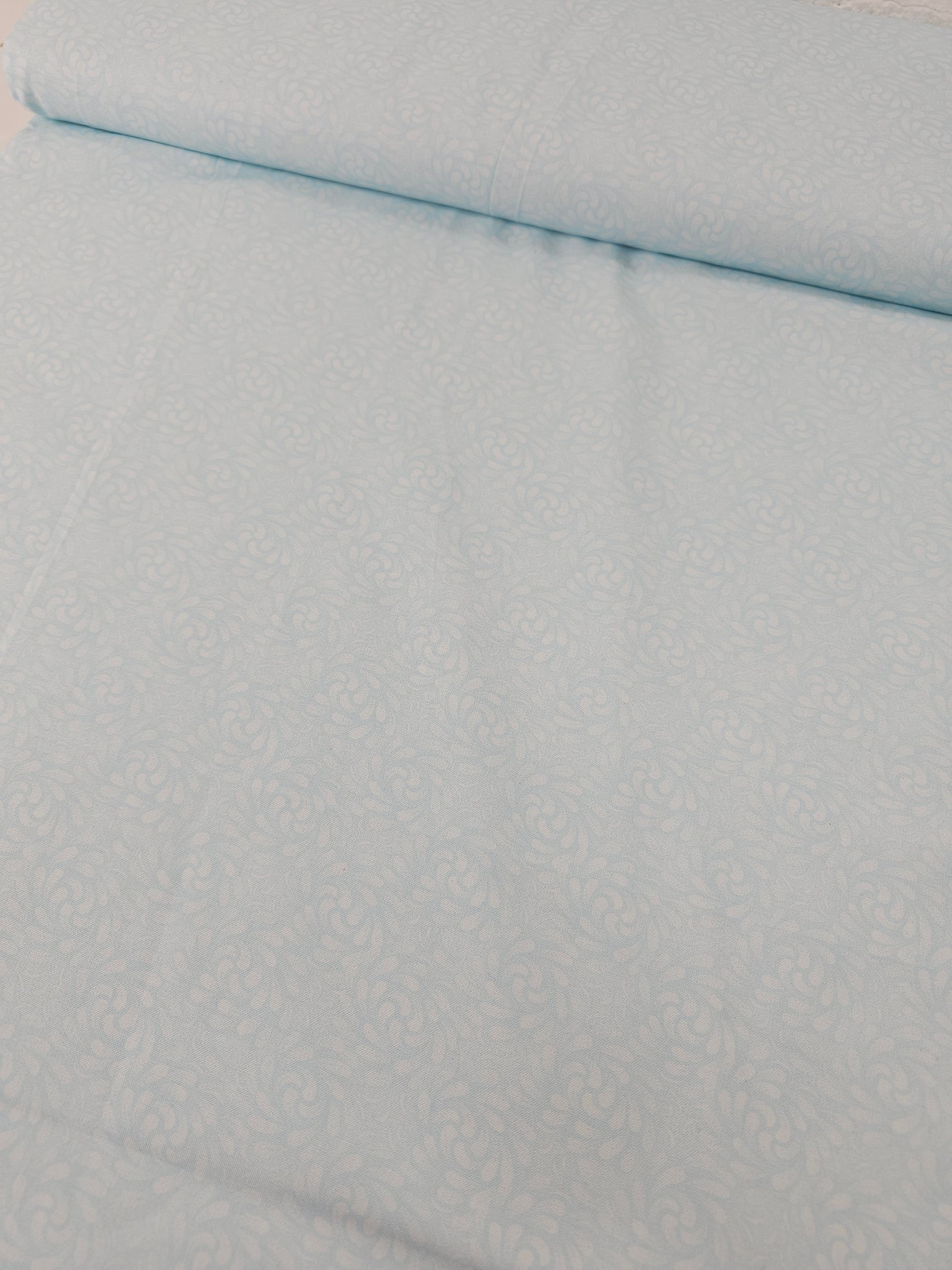 Pale Blue Floral Swash 100% Cotton