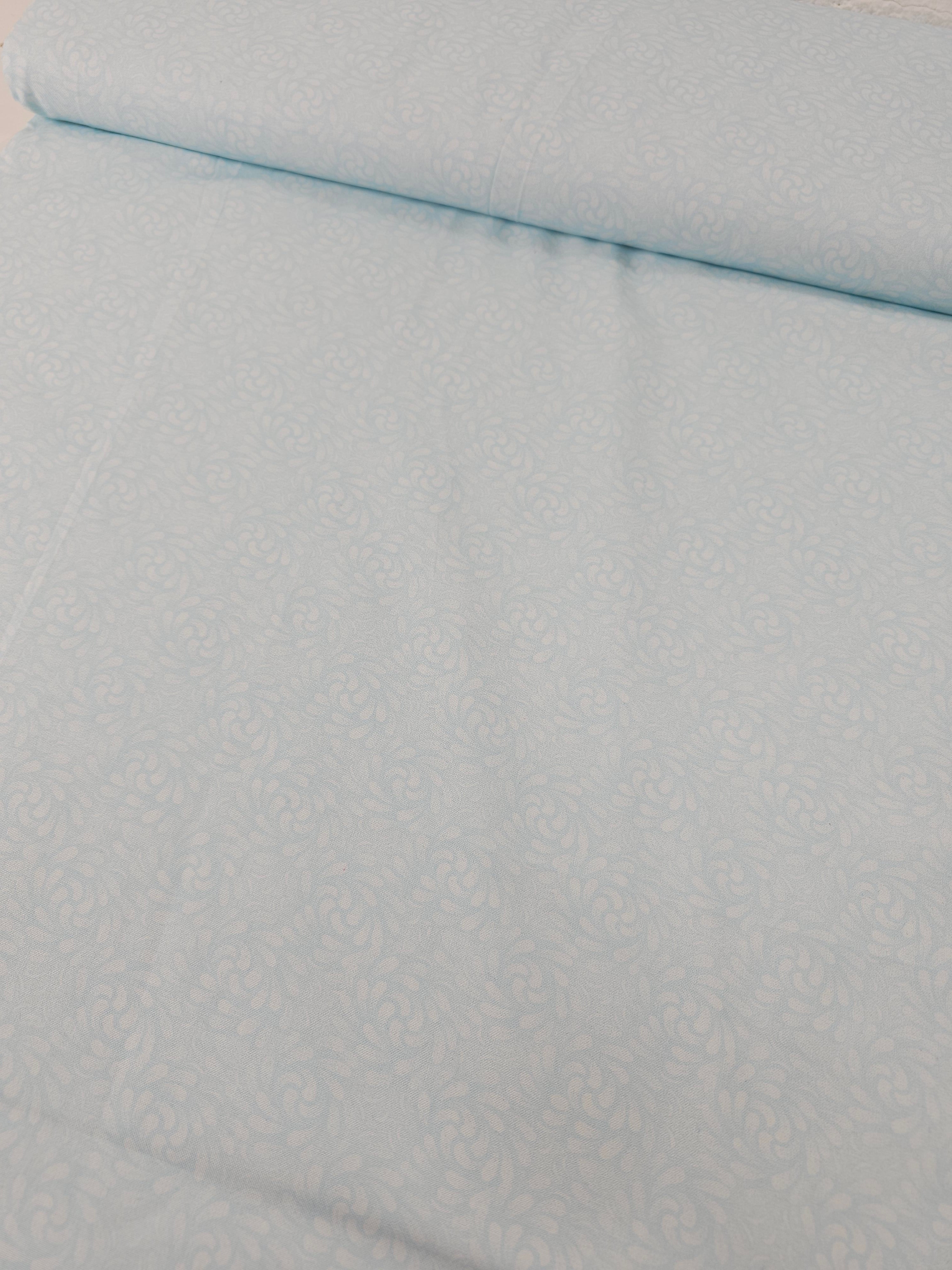 Pale Blue Floral Swash 100% Cotton