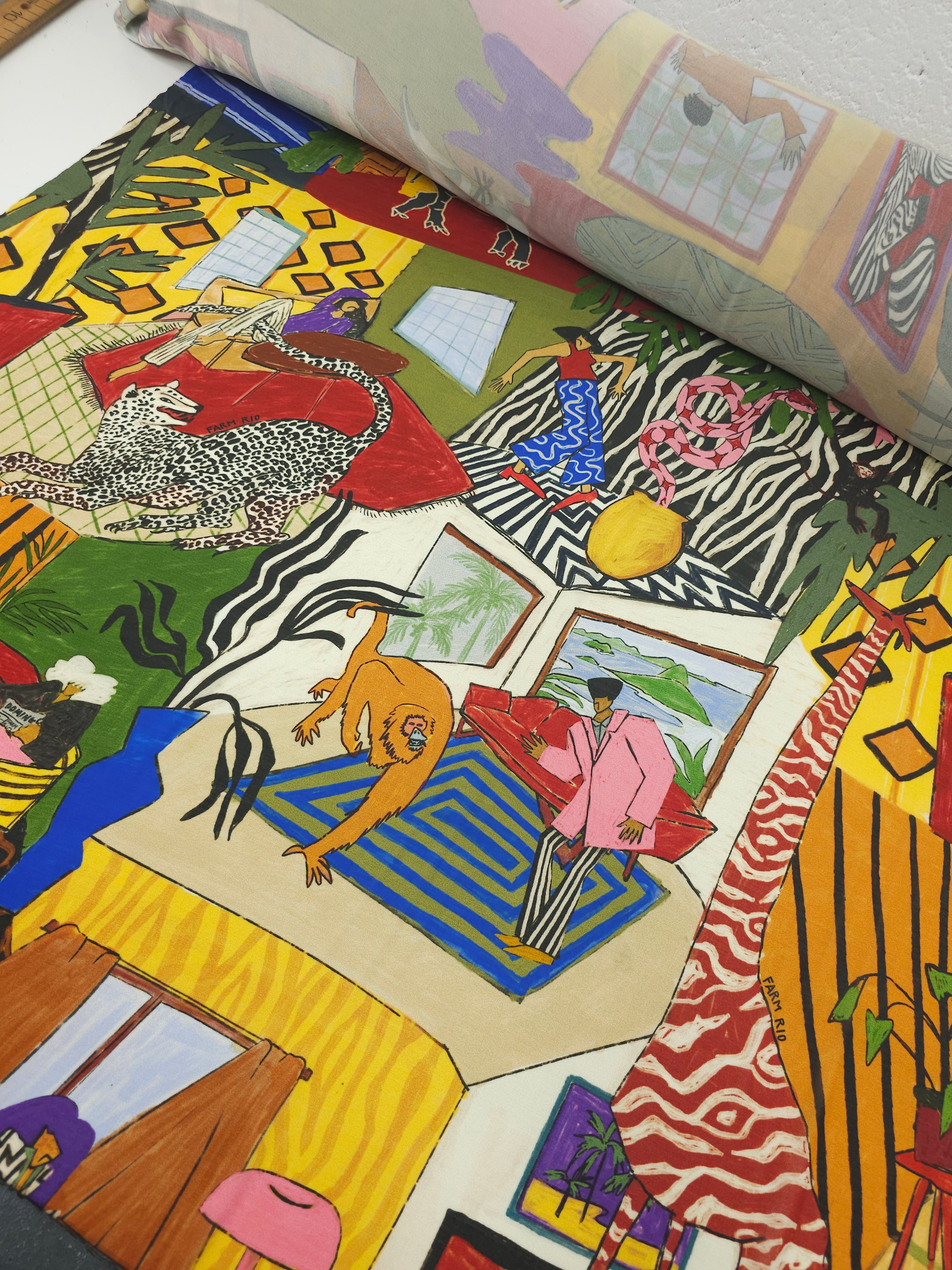 Abstract Wild House Slinky Rayon Jersey *FARM RIO*