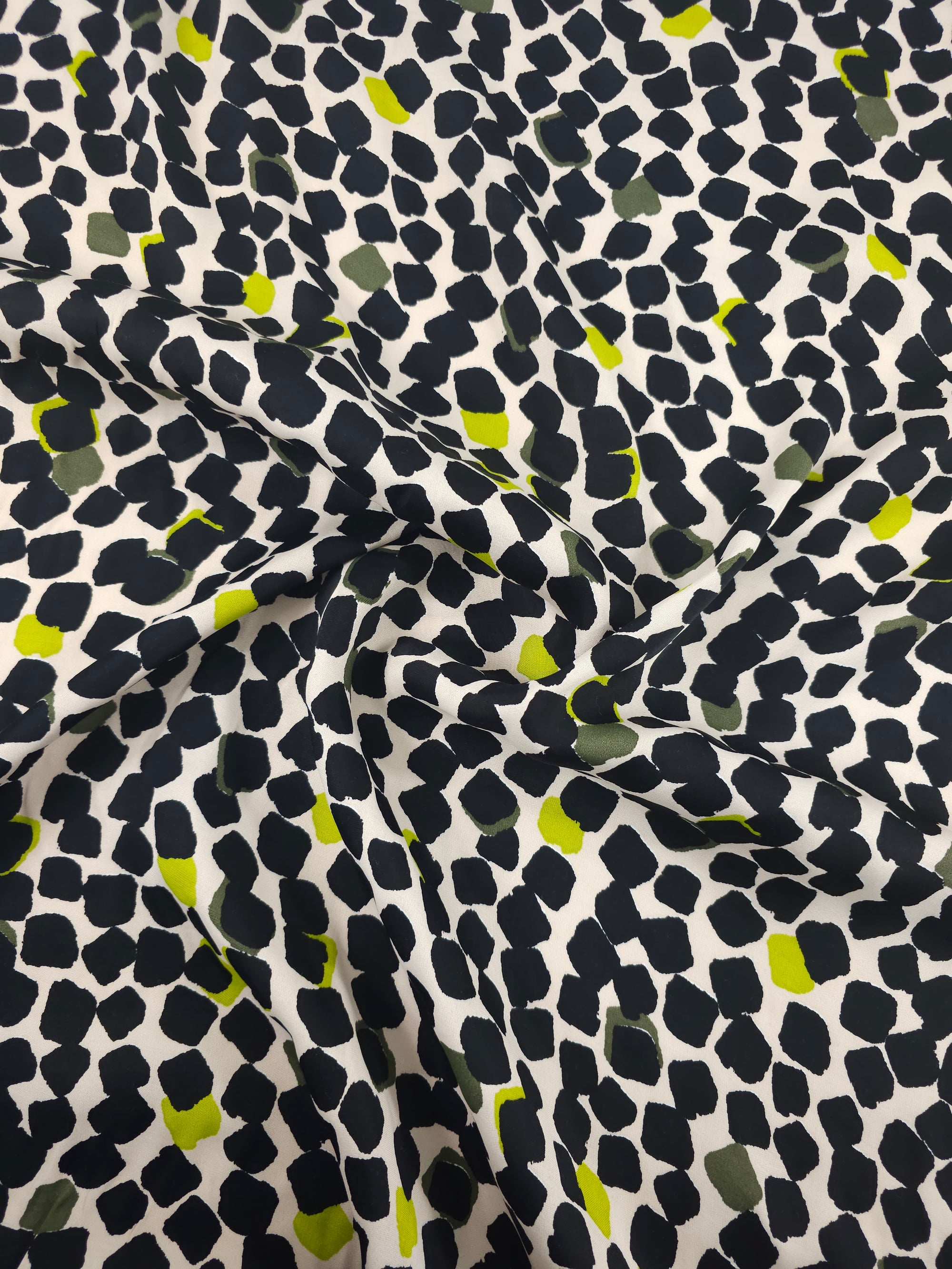 Lime/Black Irregular Square Pebble Matte Viscose Satin