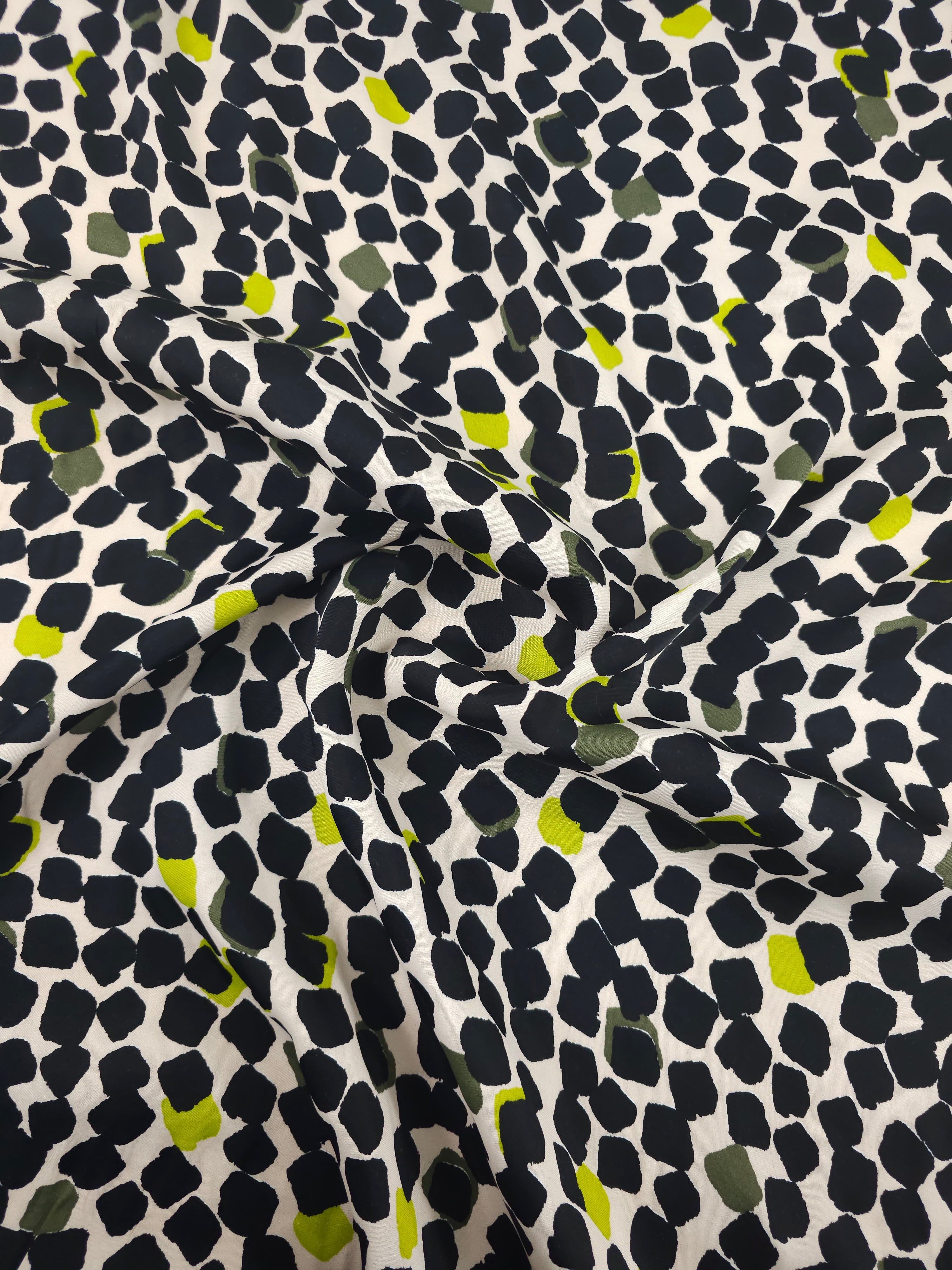 Lime/Black Irregular Square Pebble Matte Viscose Satin