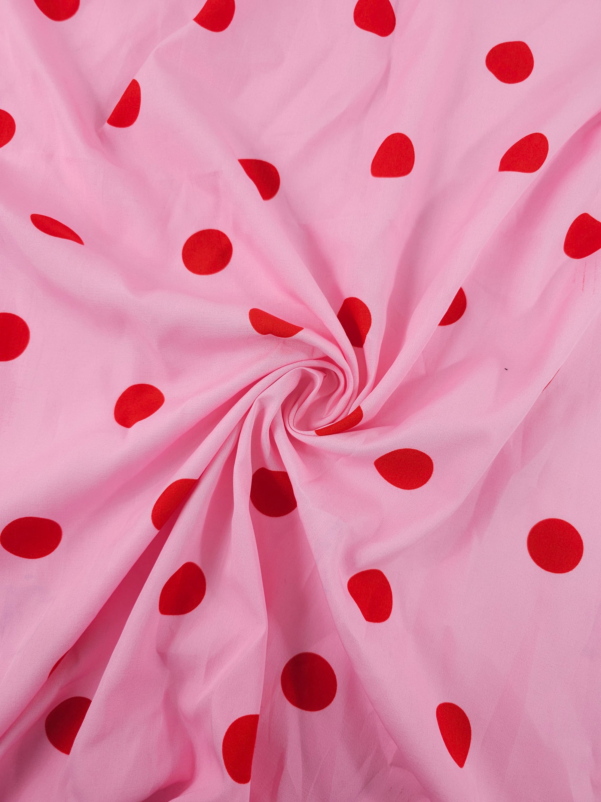 Pink/Red Big Polka Spot Cotton Poplin *DEFECT*